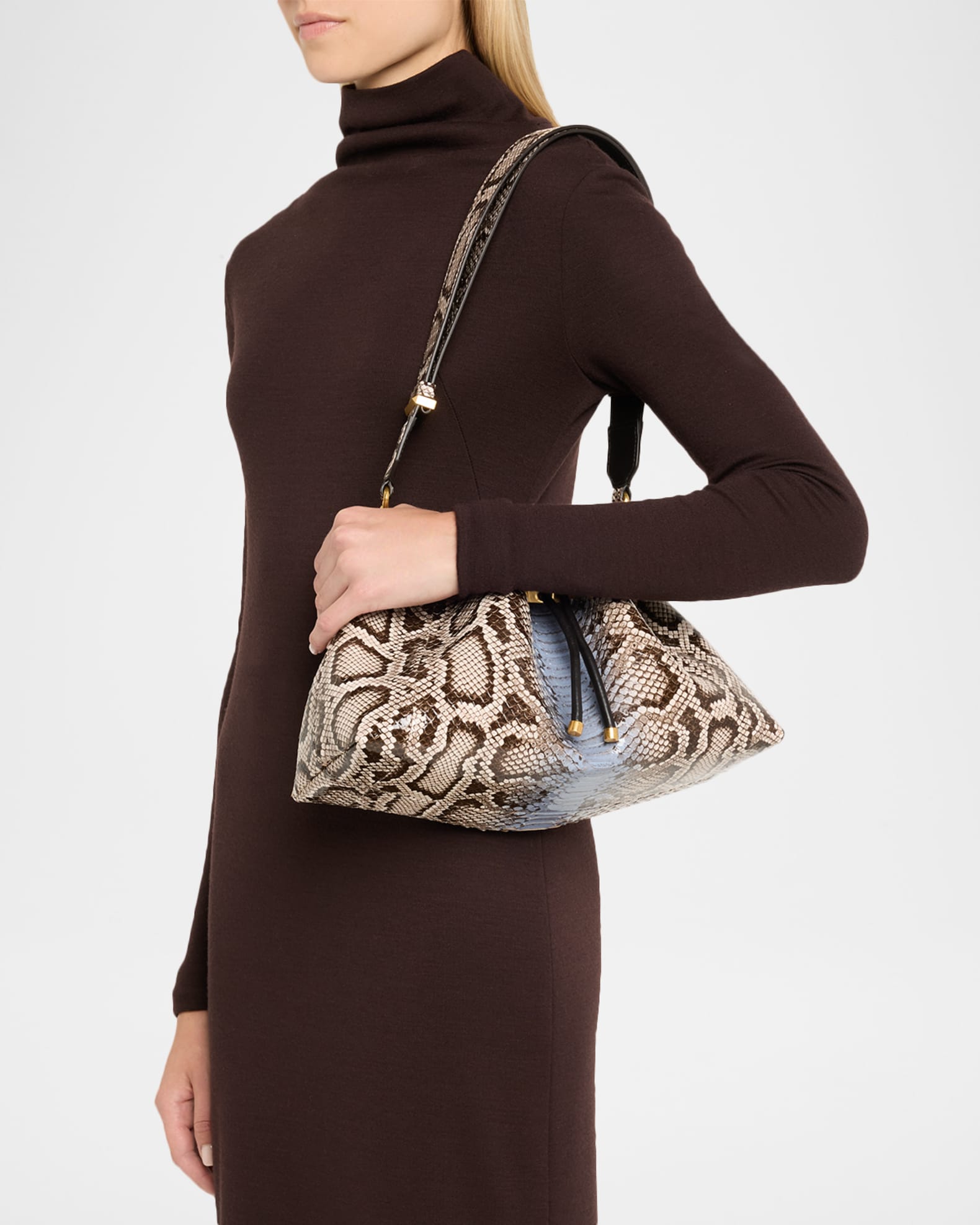 Bon Bon Python-Print Leather Bucket Bag 1