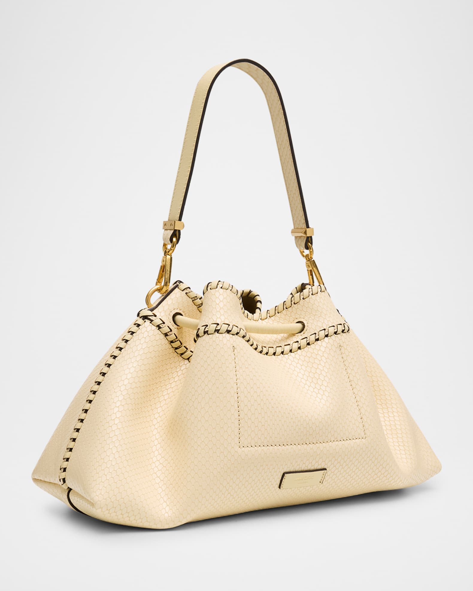 Jimmy Choo Bon Bon Drawstring Printed Leather Bucket Bag | Neiman Marcus