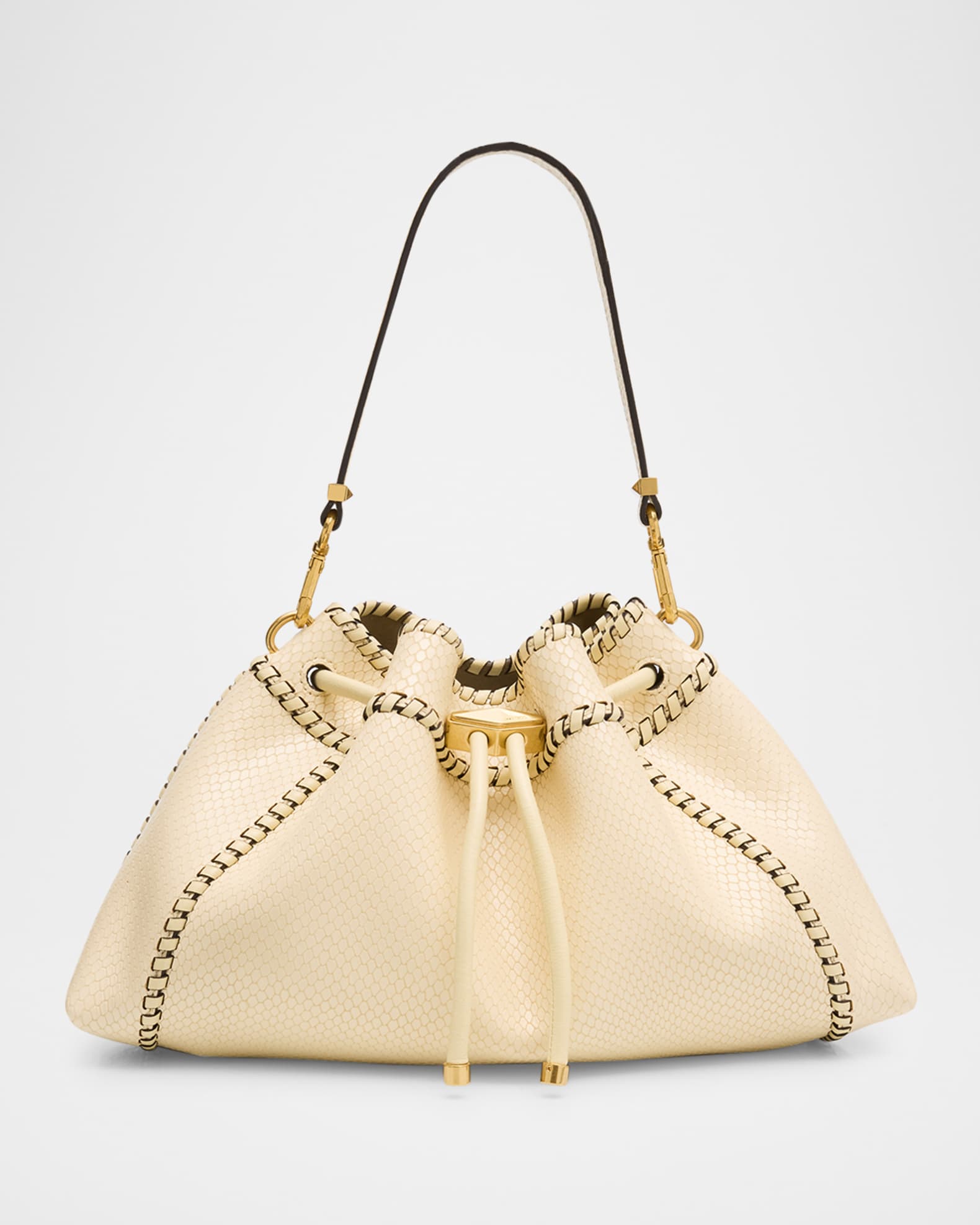 Bon Bon Drawstring Printed Leather Bucket Bag 0
