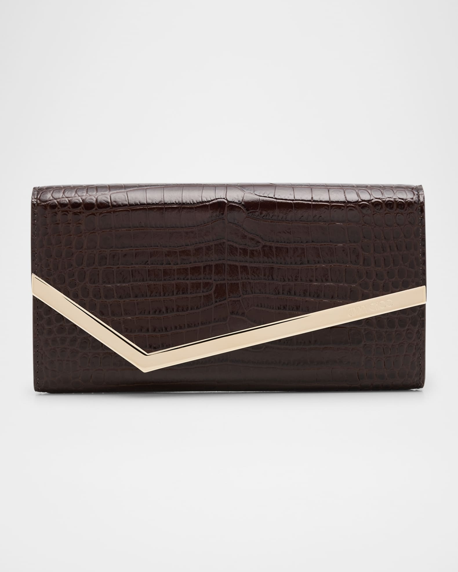 Emmie Croc-Embossed Leather Clutch Bag 0