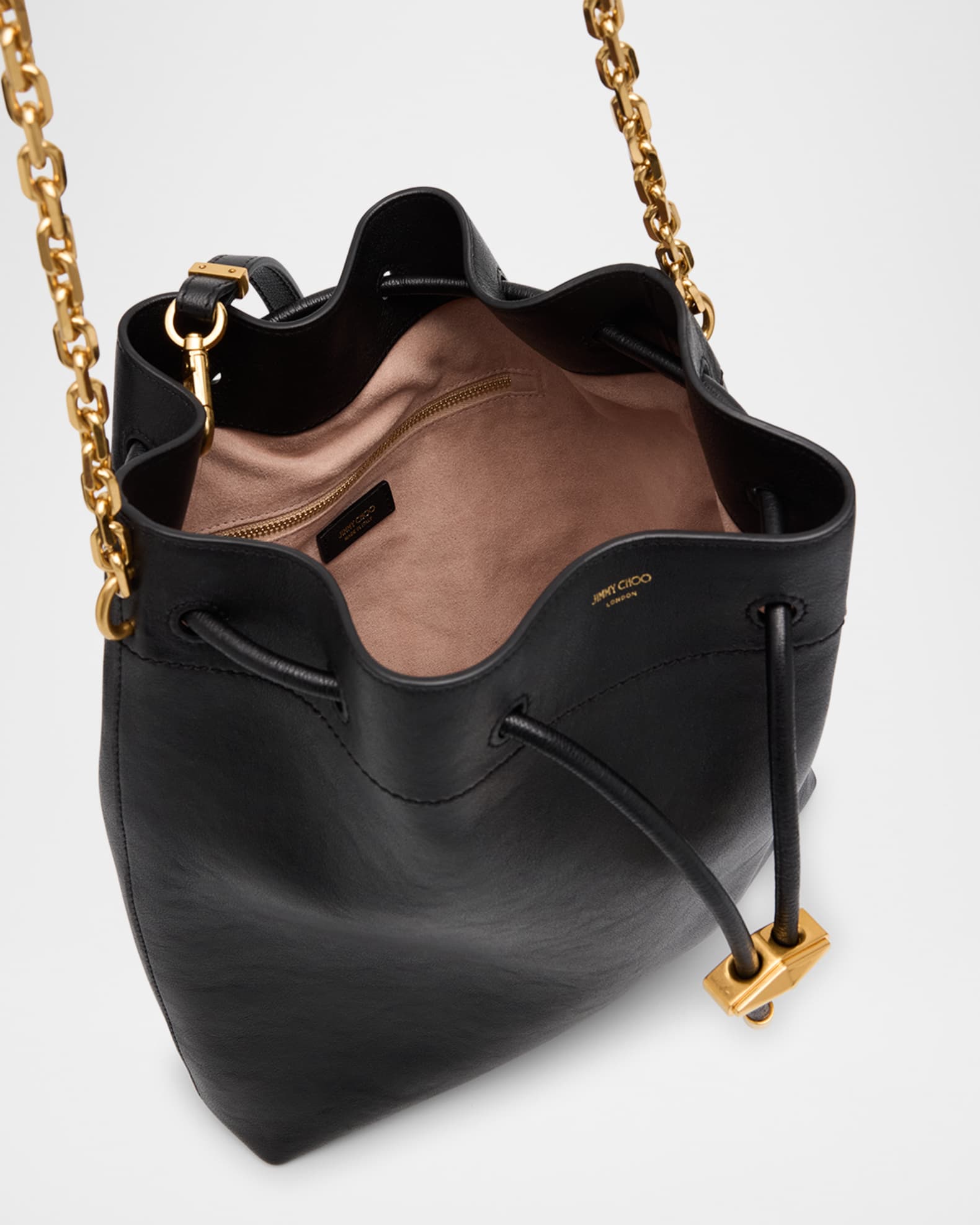Jimmy Choo Cinch Leather Drawstring Bucket Bag | Neiman Marcus