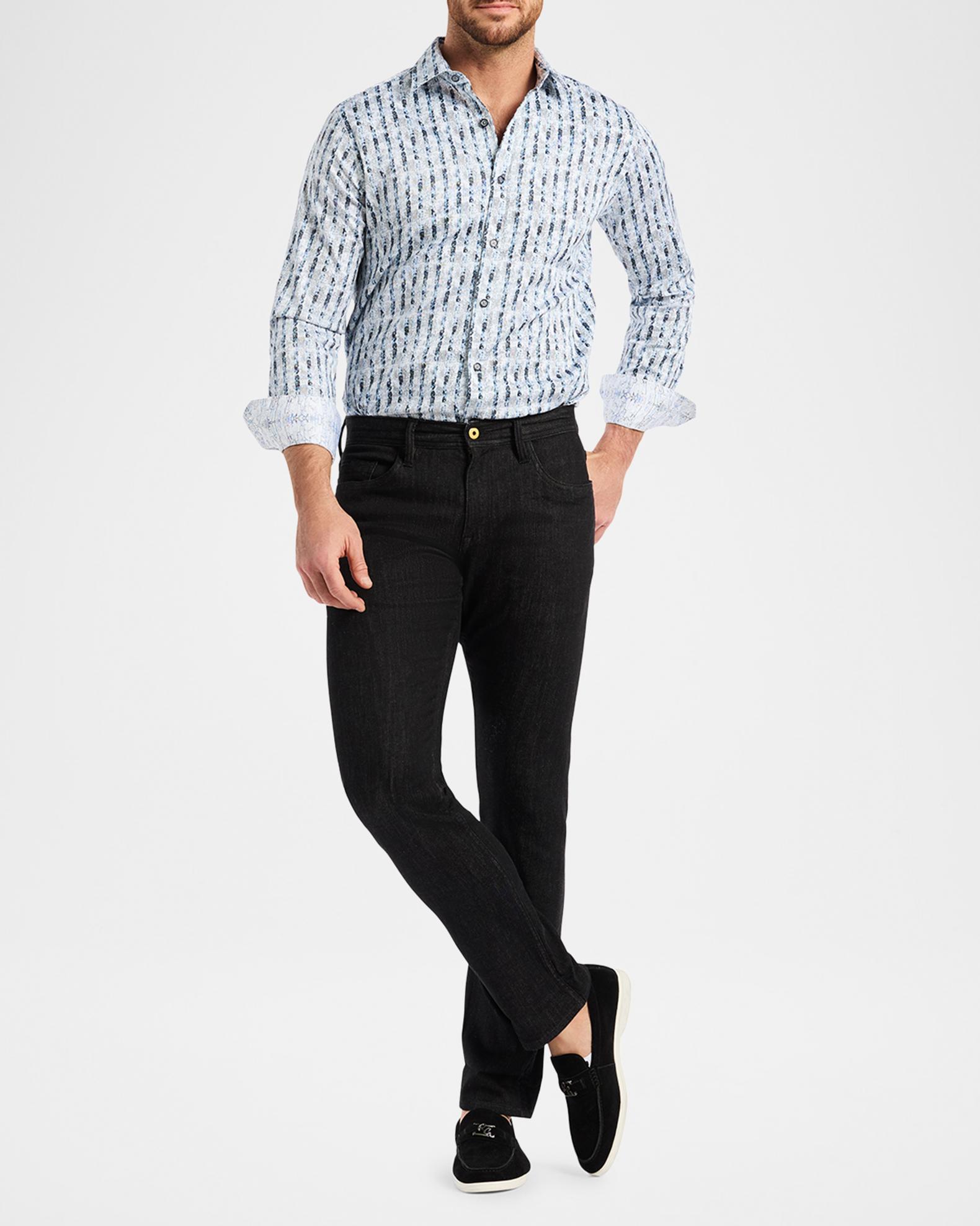 Robert Graham Men's Feragen Denim Straight Fit Five-Pocket Pants ...