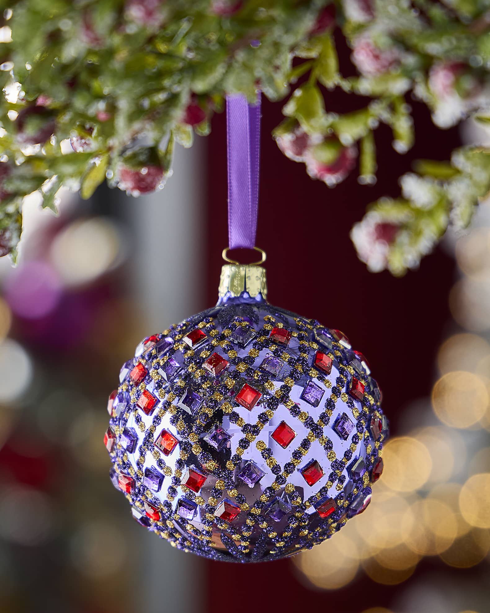 Royal Plum Gleam Ball Ornament 0