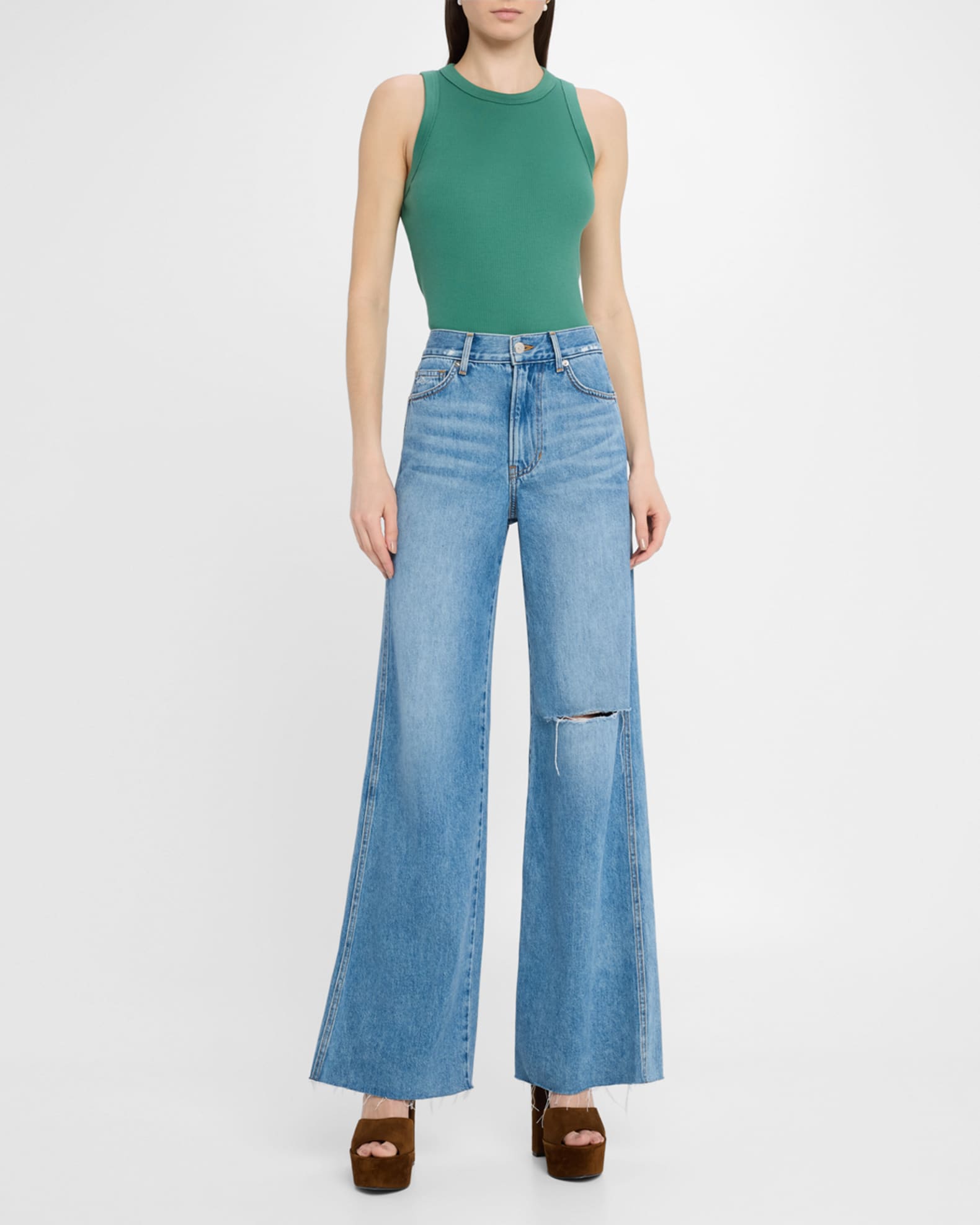 Kasey Mid-Rise Wide-Leg Jeans 1