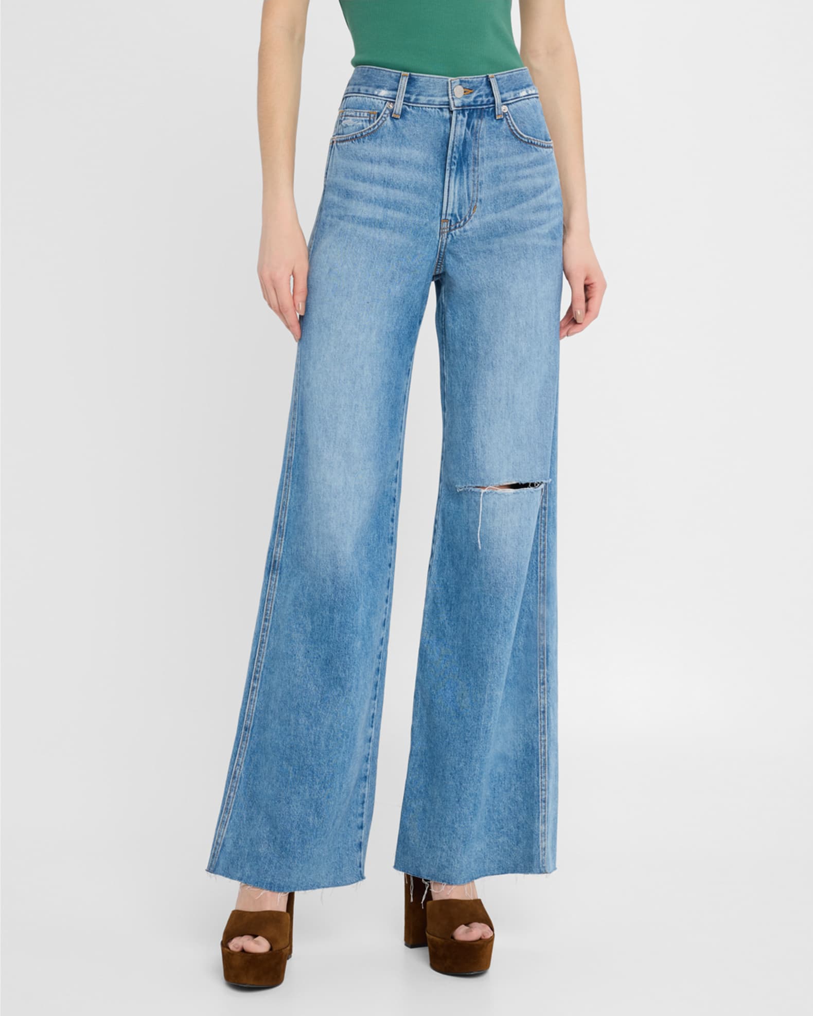 Veronica Beard Kasey Mid-Rise Wide-Leg Jeans | Neiman Marcus