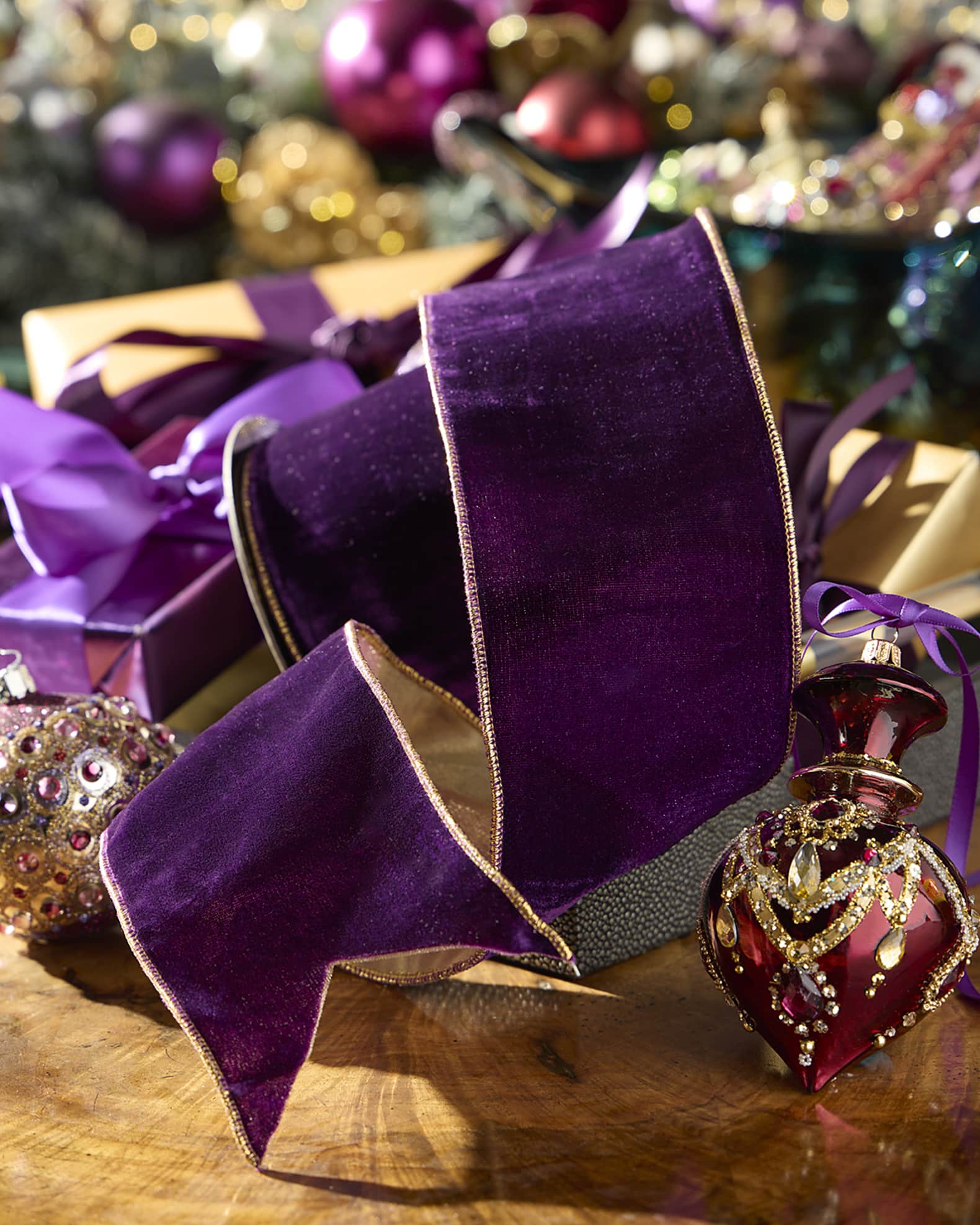 Vintage French Velvet Christmas Ribbon, 4"W x 10 Yards 0