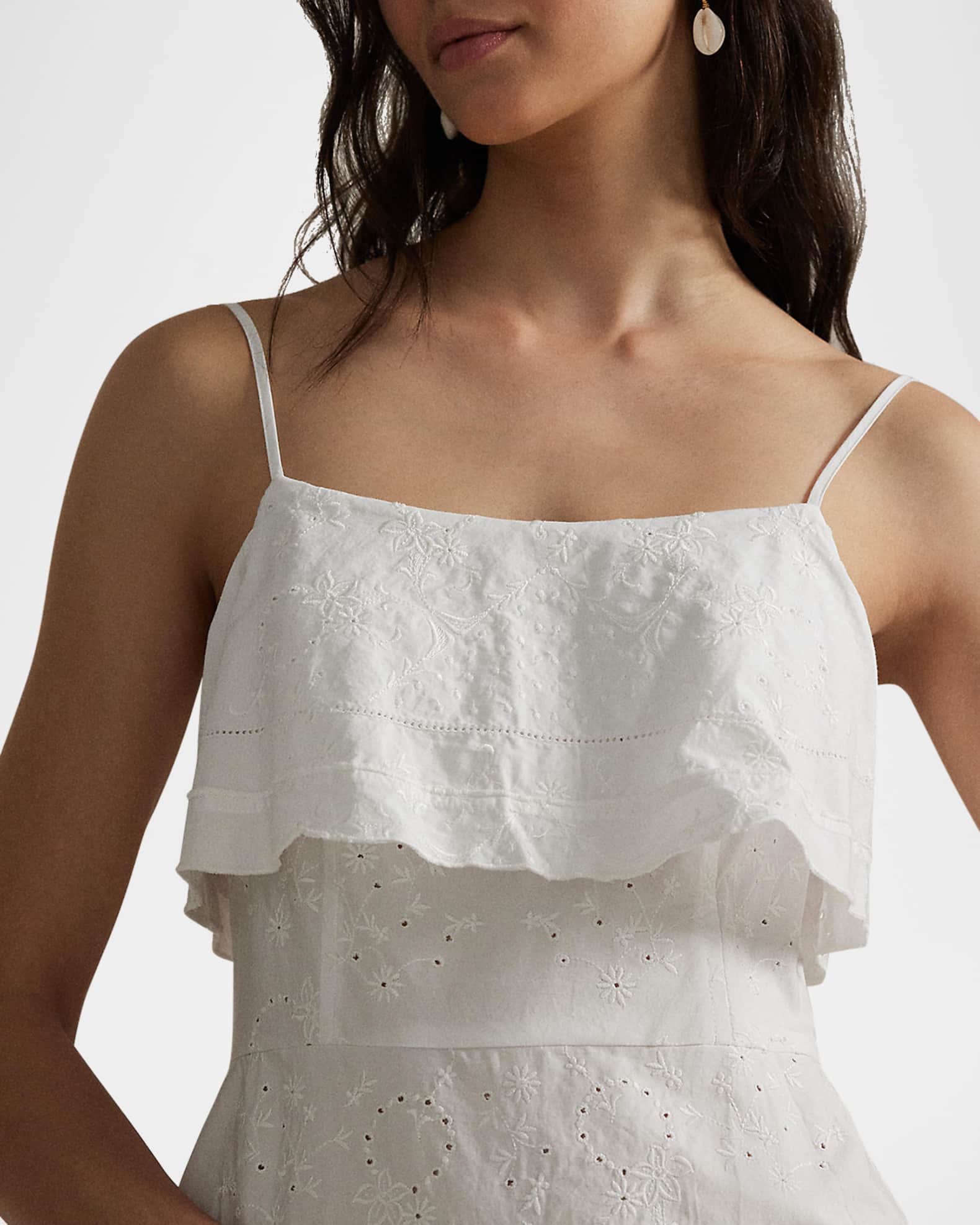 Polo Ralph Lauren Cotton Eyelet Tiered Maxi Dress | Neiman