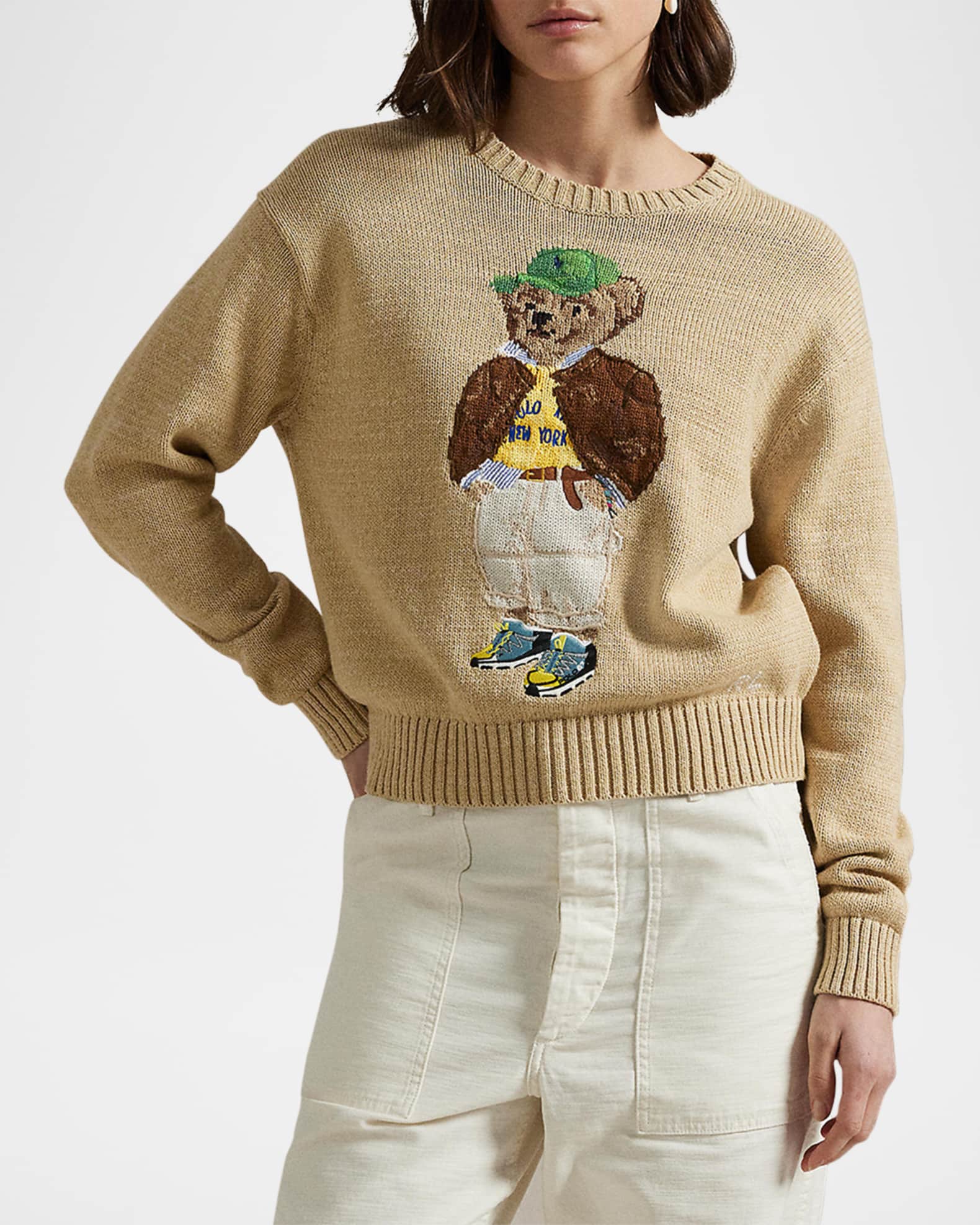 Polo Ralph Lauren Polo Bear Cotton Crewneck Sweater | Neiman