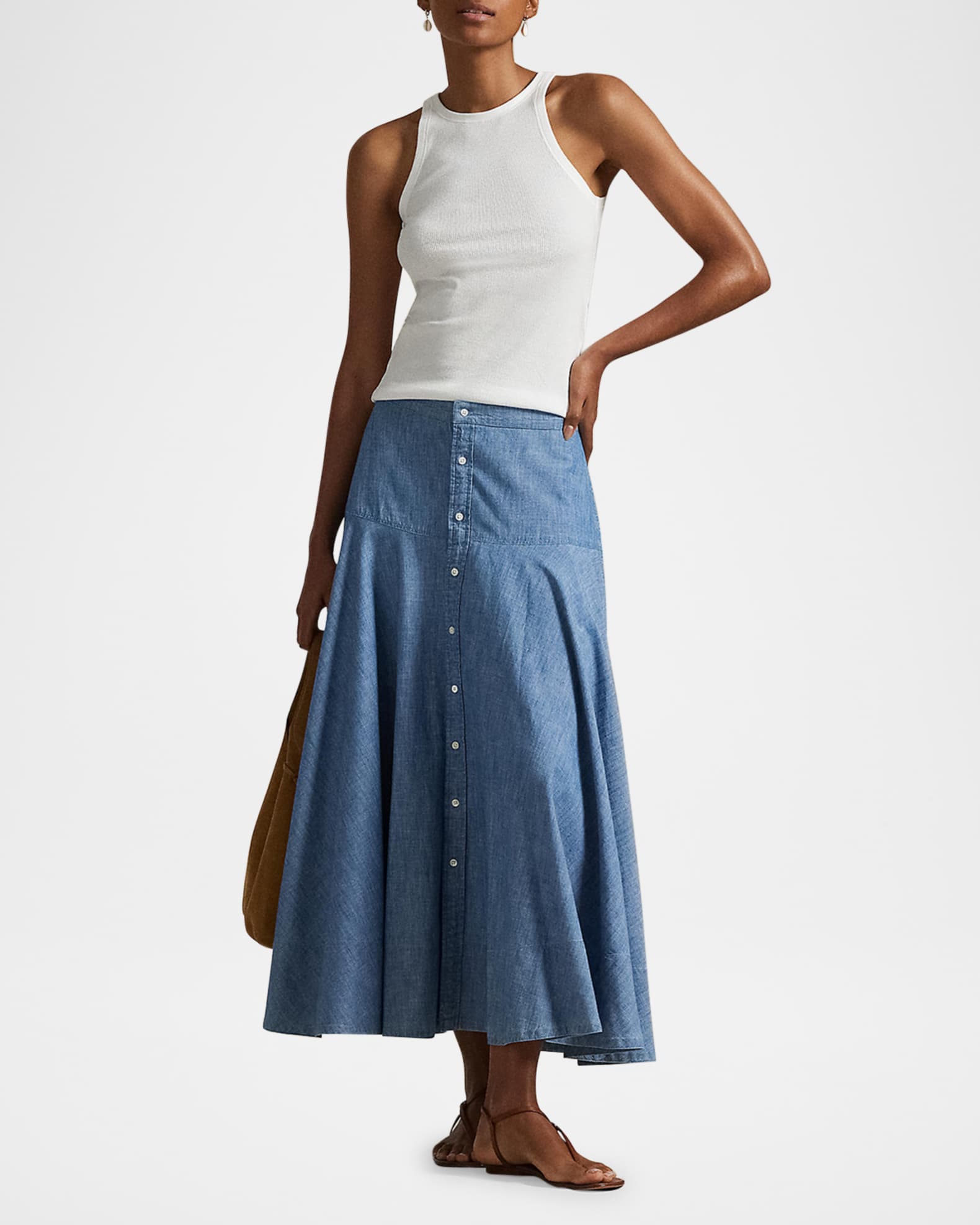Cotton Chambray Maxi Skirt 1