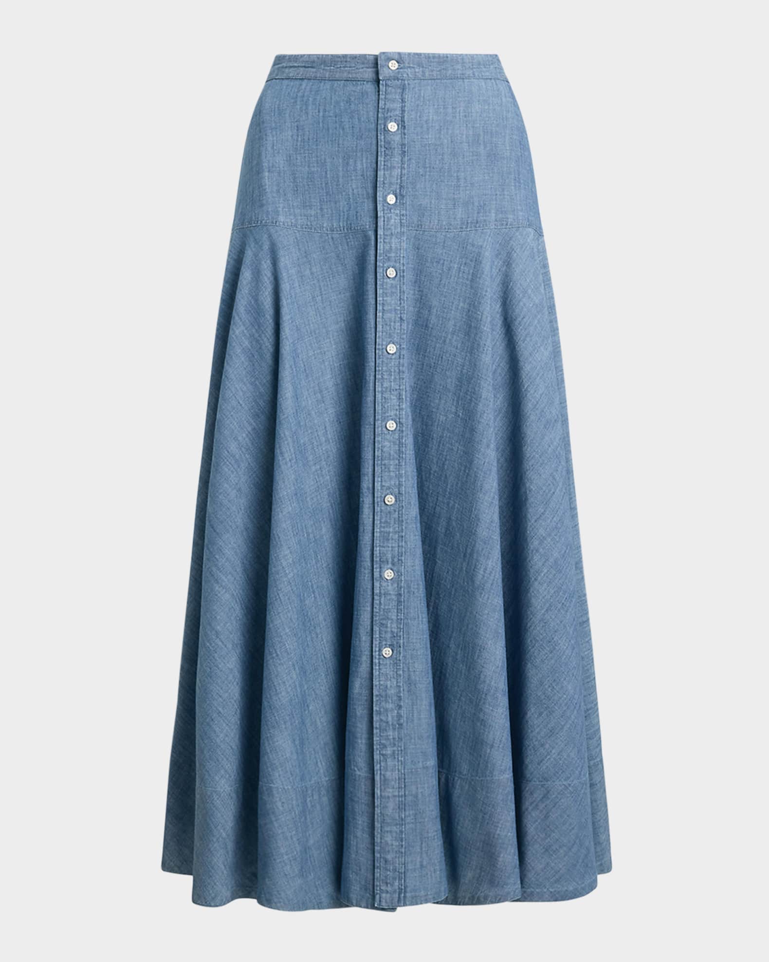 Cotton Chambray Maxi Skirt 0
