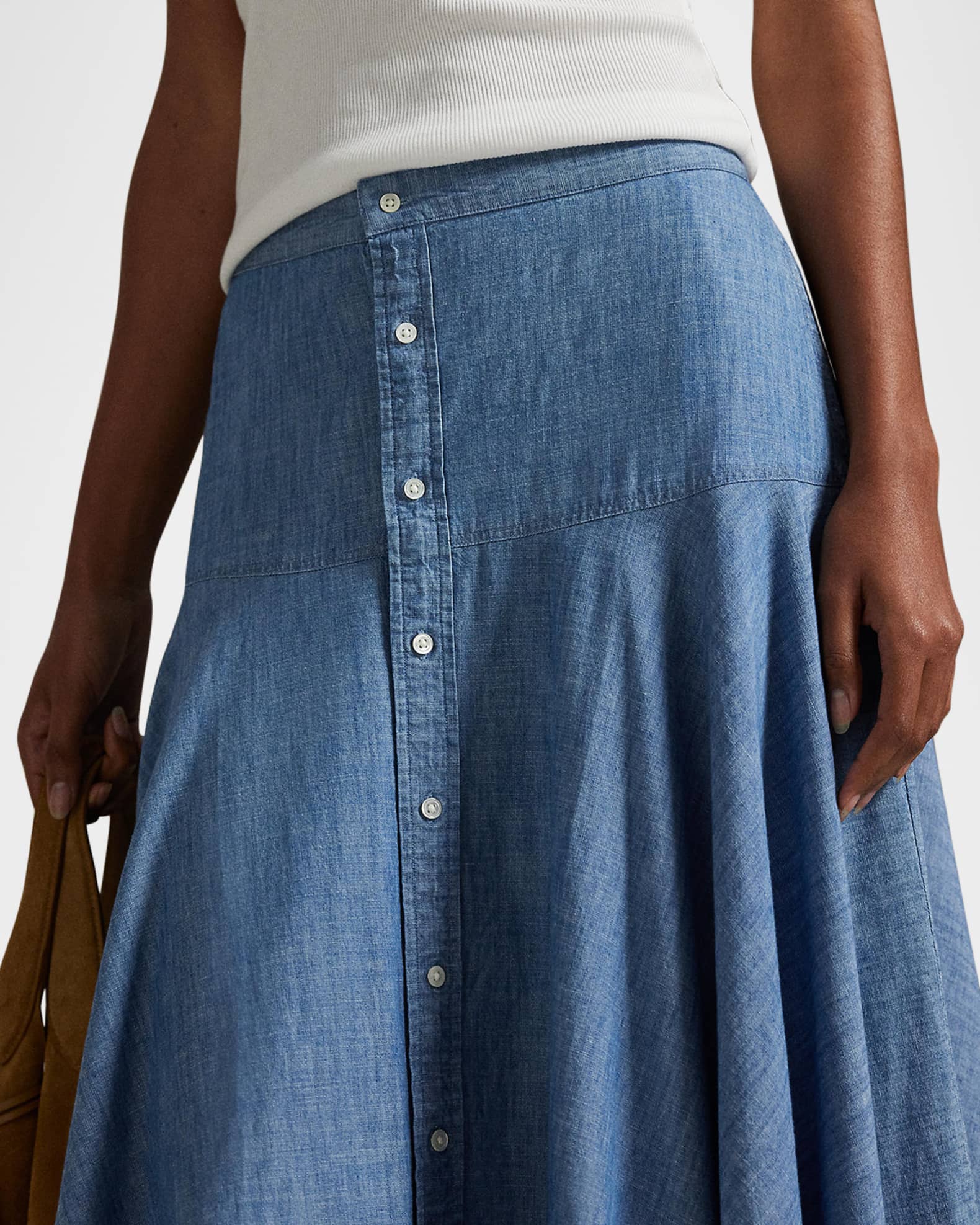 Polo Ralph Lauren Cotton Chambray Maxi Skirt | Neiman Marcus