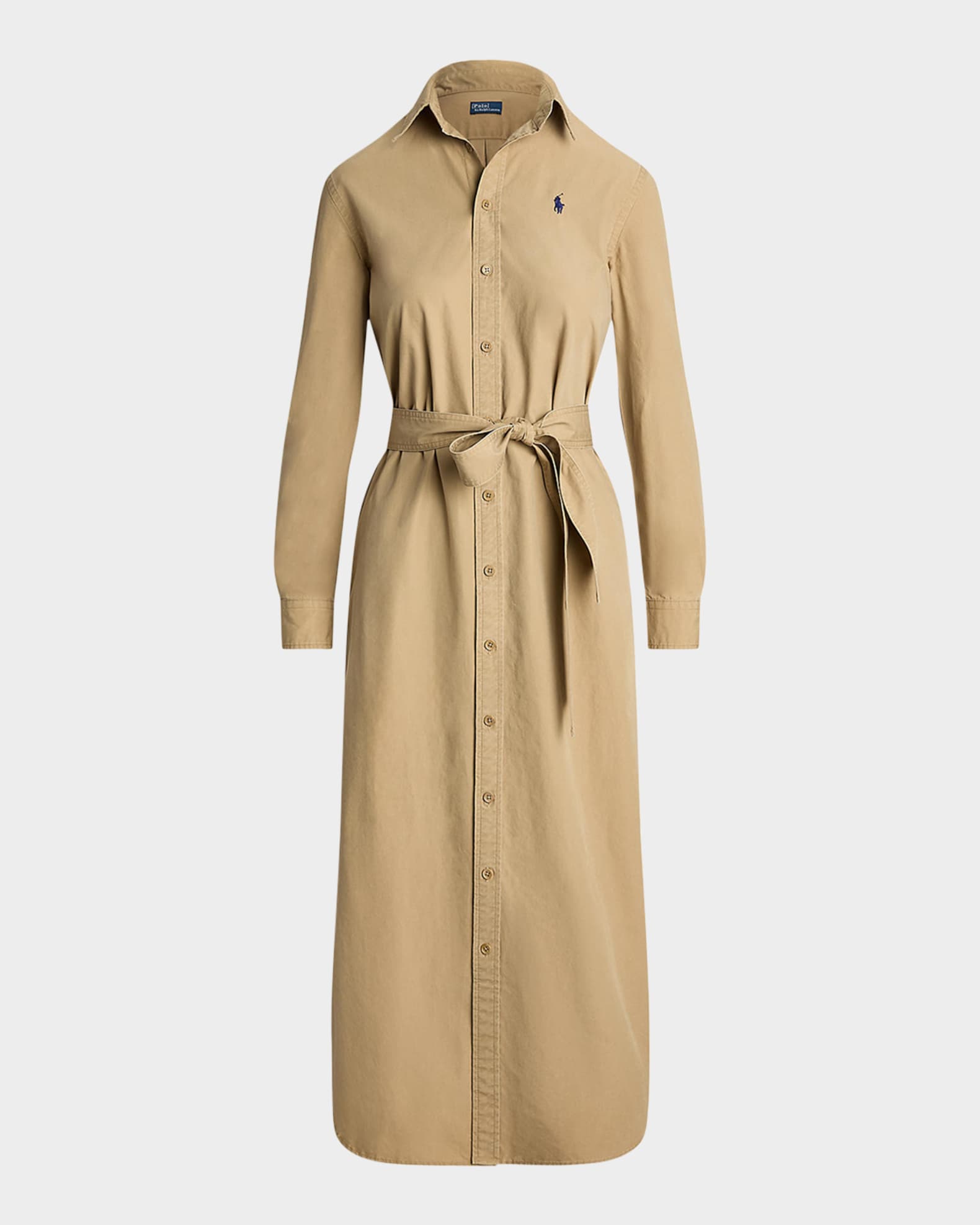 Polo Ralph Lauren Belted Cotton Midi Shirtdress | Neiman Marcus