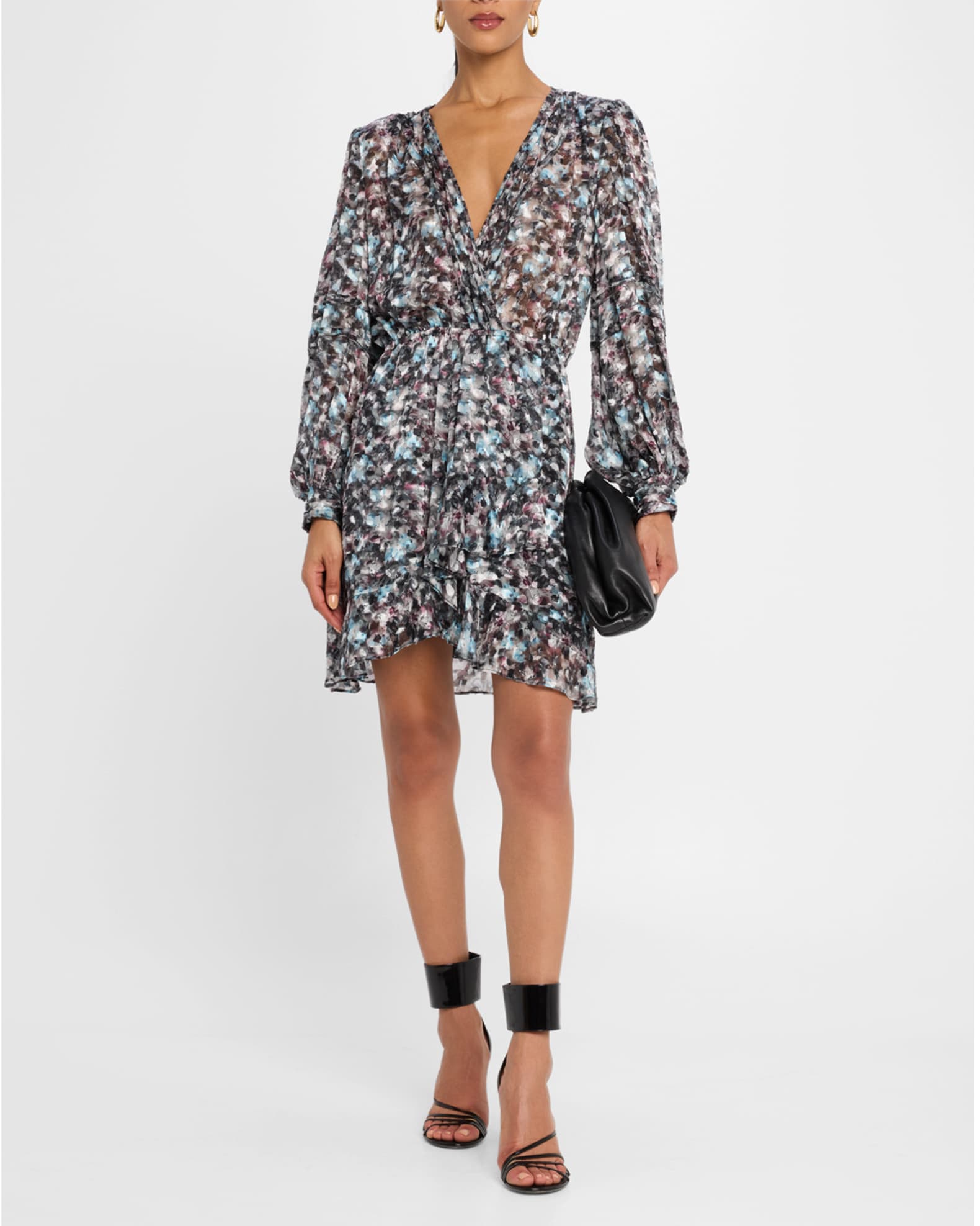 Risli Long-Sleeve Silk Mini Dress 1