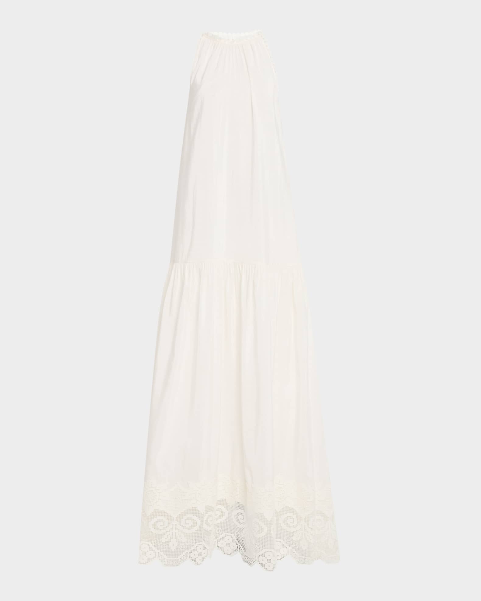 Teri Lace-Trim Halter Maxi Dress 0