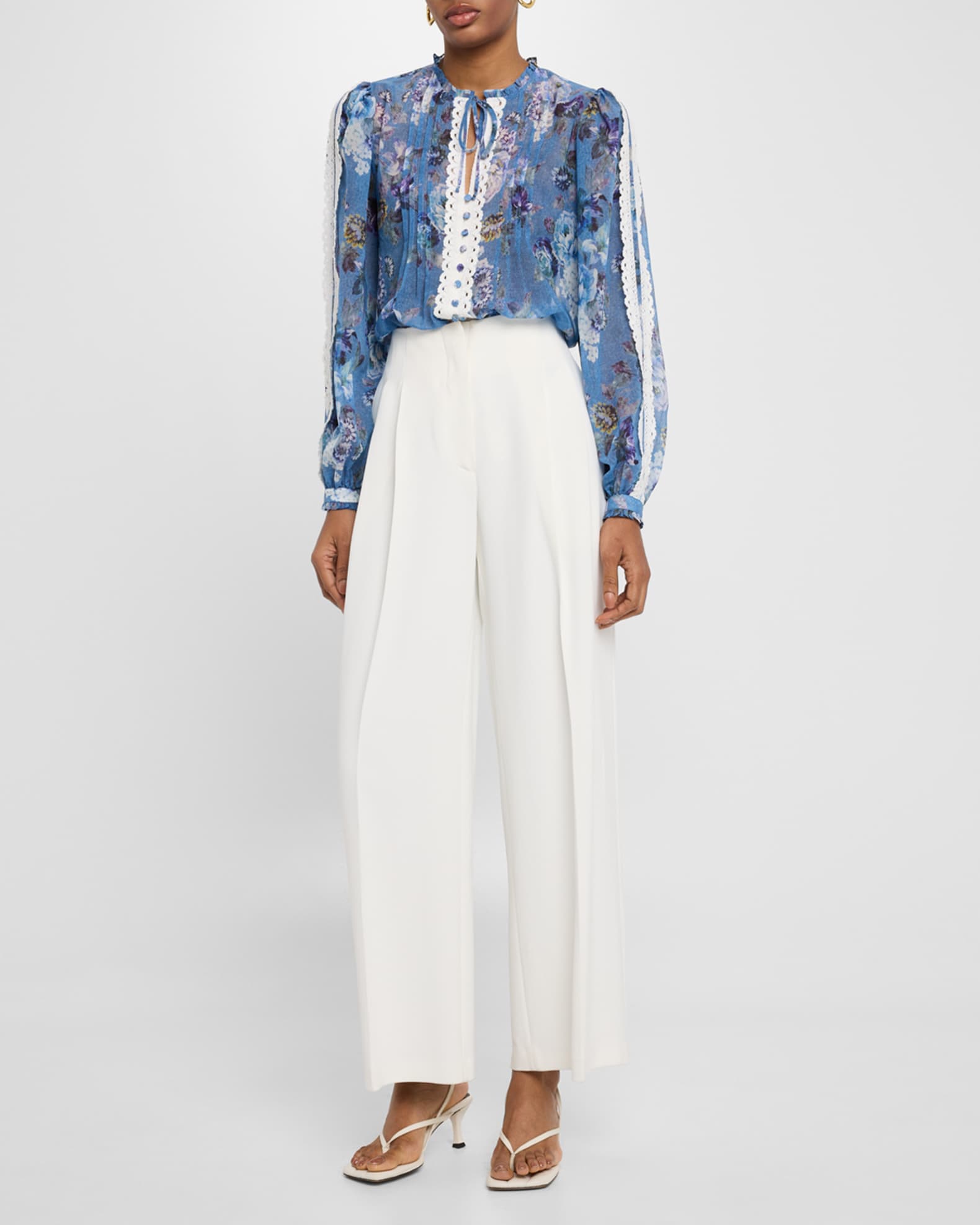 Ingrid Pintuck Floral-Print Blouse 1