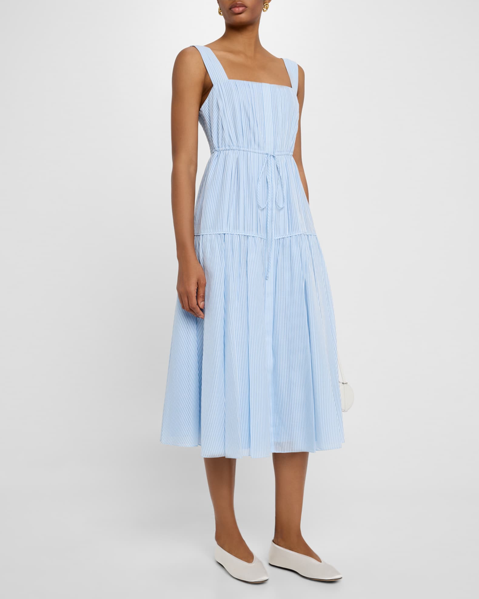 Kobi Halperin Reina Striped Cotton-Silk Midi Dress | Neiman Marcus