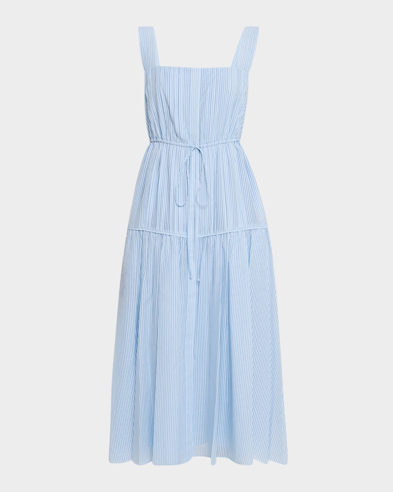 Reina Striped Cotton-Silk Midi Dress 0