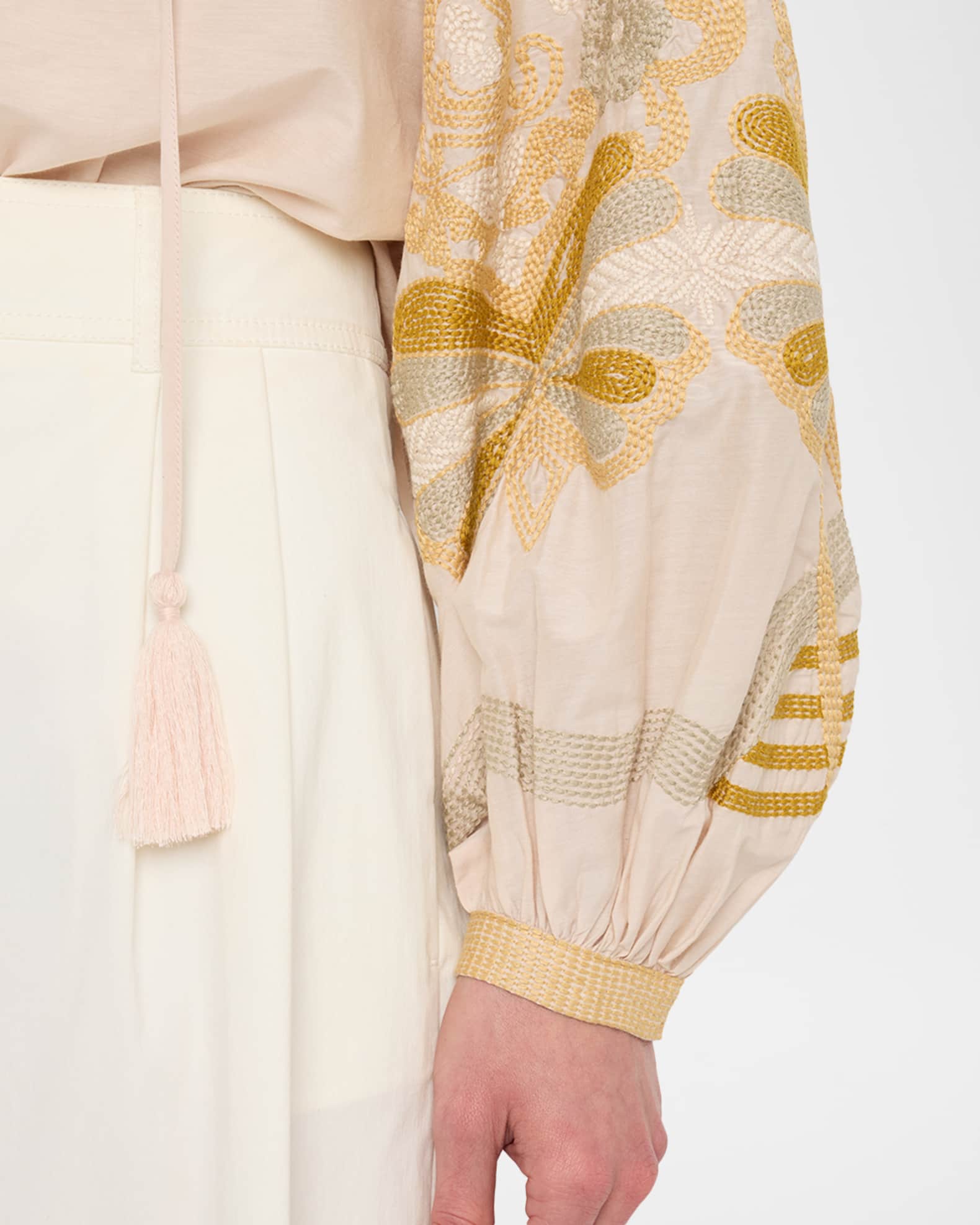 Addie Embroidered Cotton-Silk Blouse | Neiman Marcus