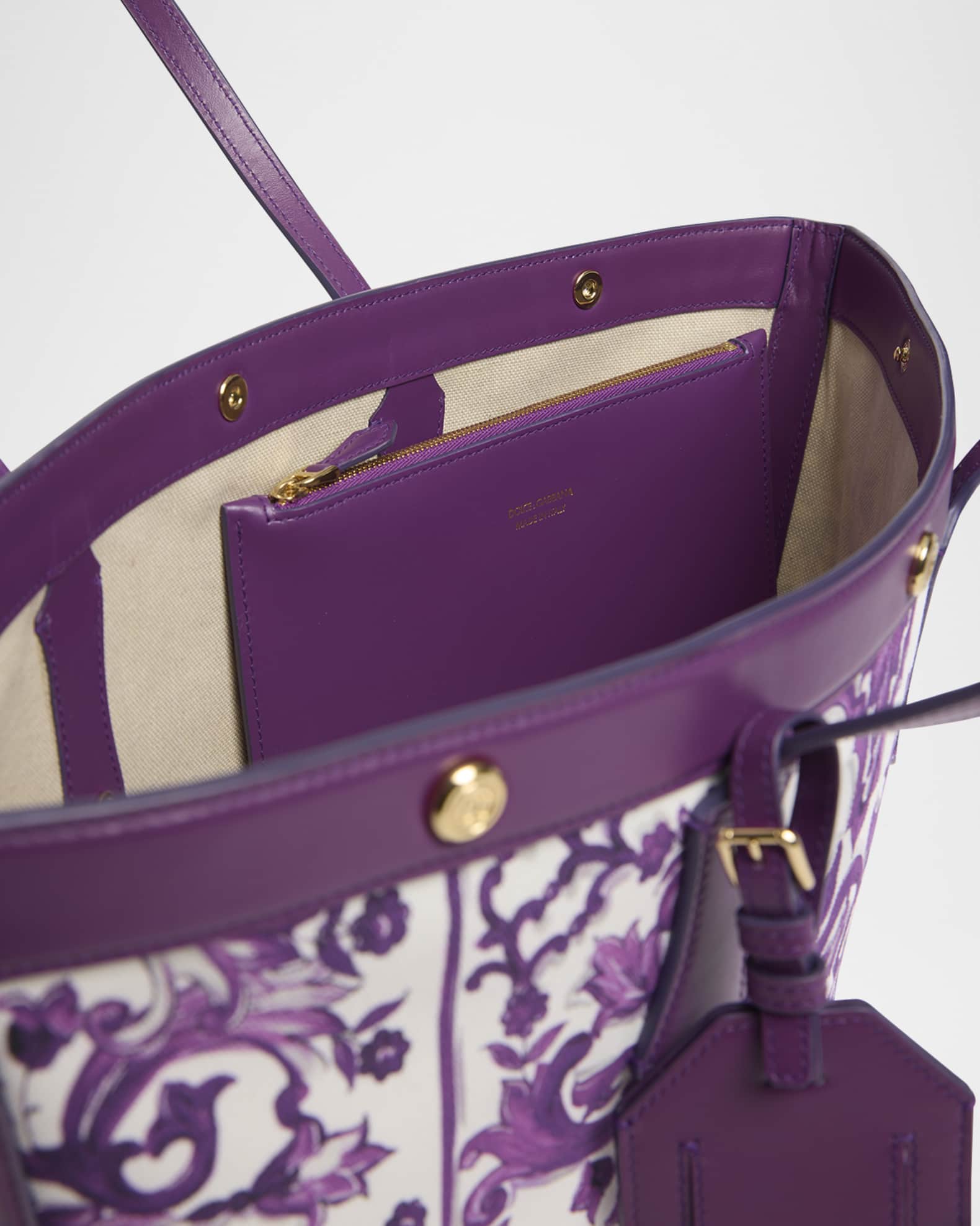 Dolce&Gabbana Majolica-Print Canvas Shopping Tote Bag | Neiman Marcus