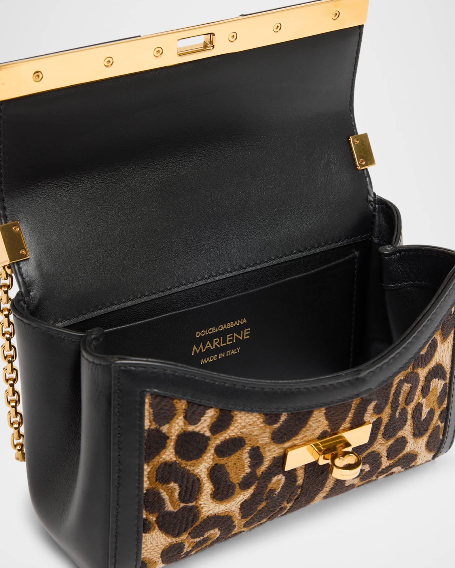 Dolce&Gabbana Marlene Leopard Chain Crossbody Bag | Neiman