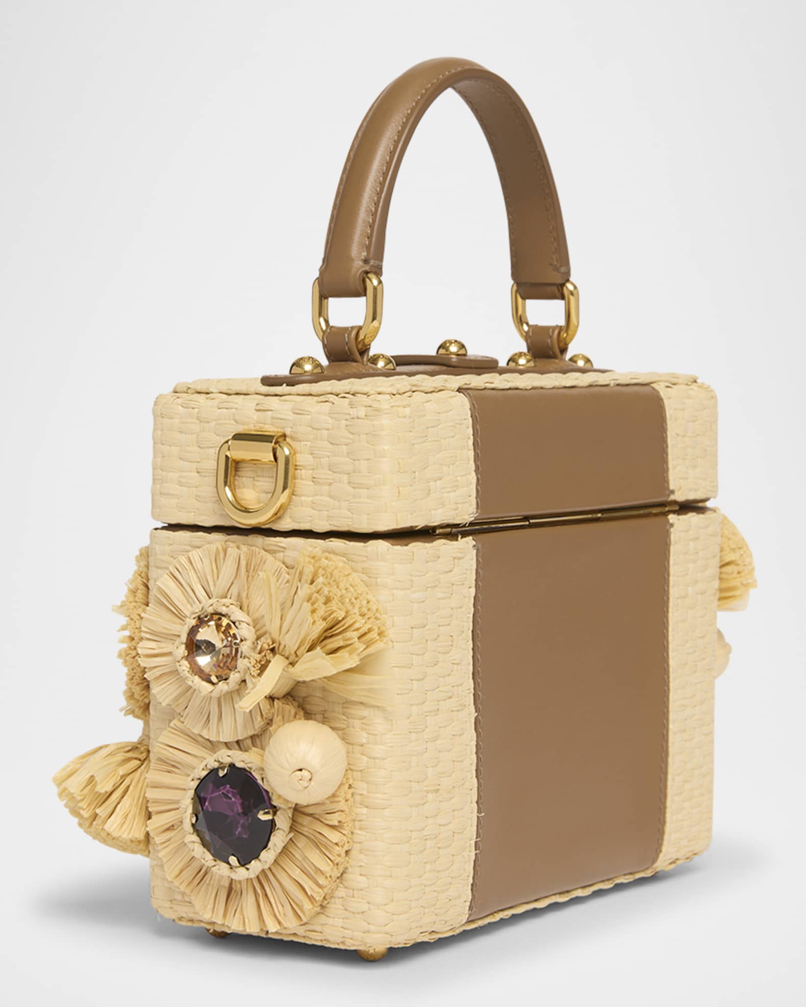 Flower Fringe Woven Box Top-Handle Bag 1