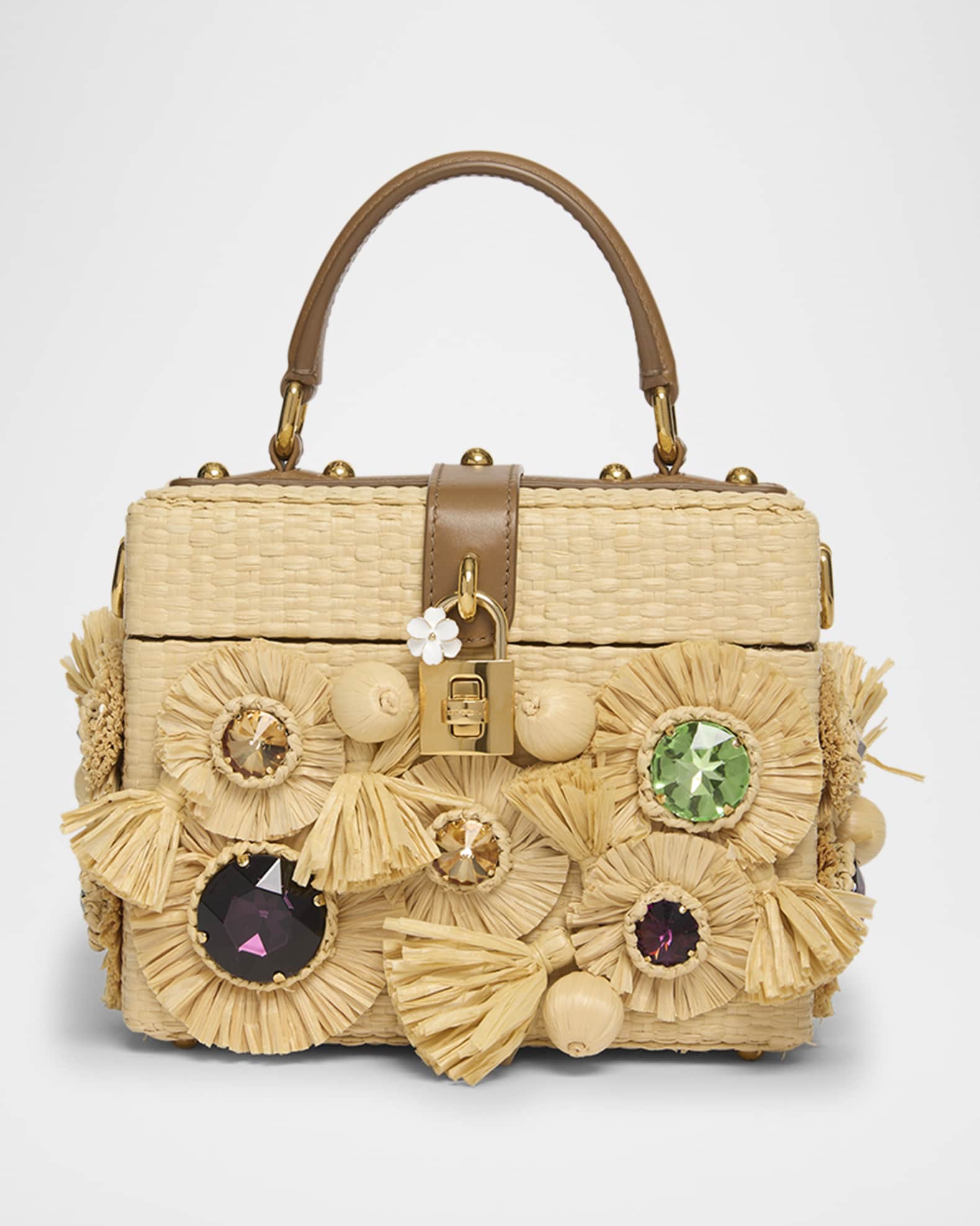Flower Fringe Woven Box Top-Handle Bag 0