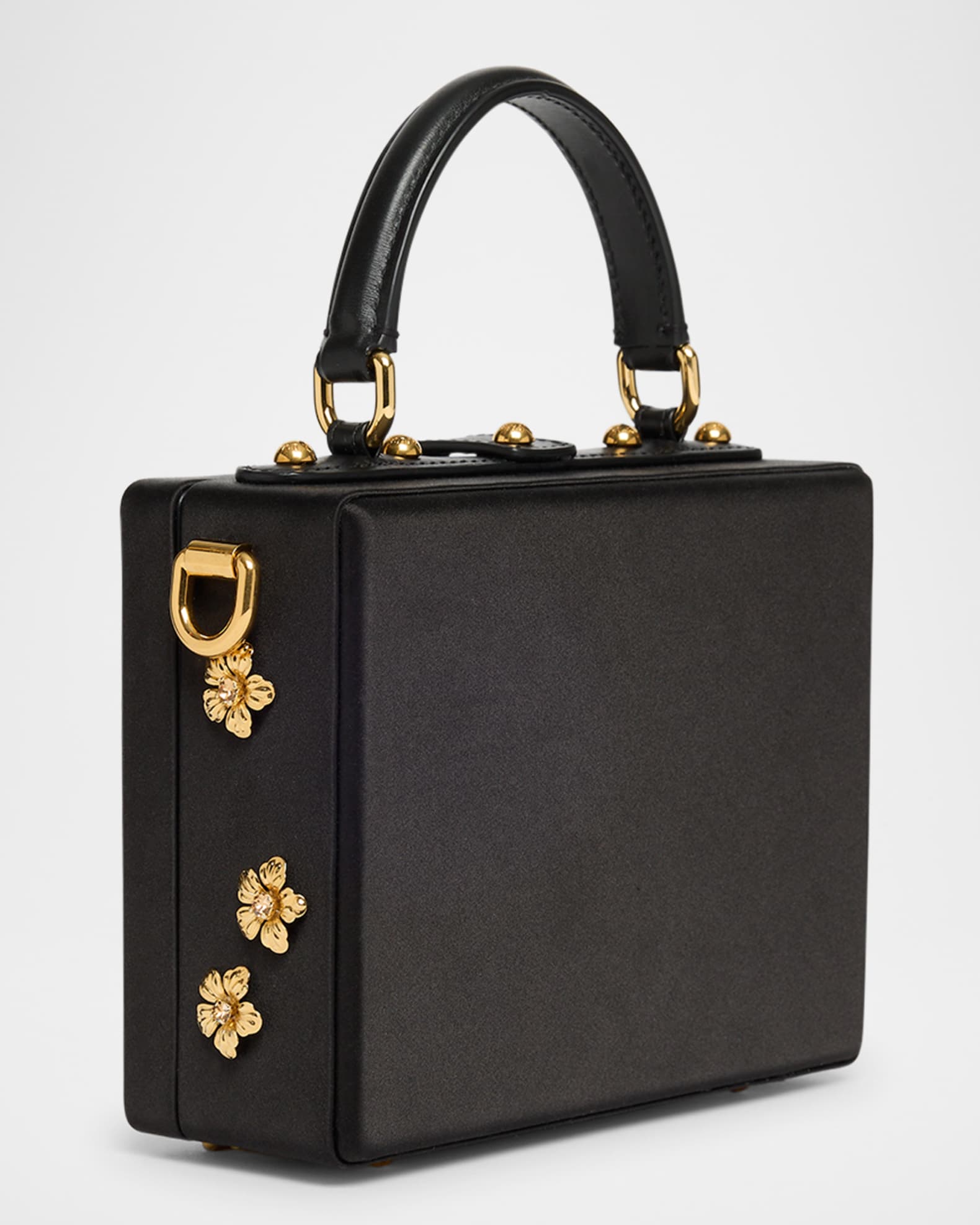Floral Embellished Satin Box Top-Handle Bag 1