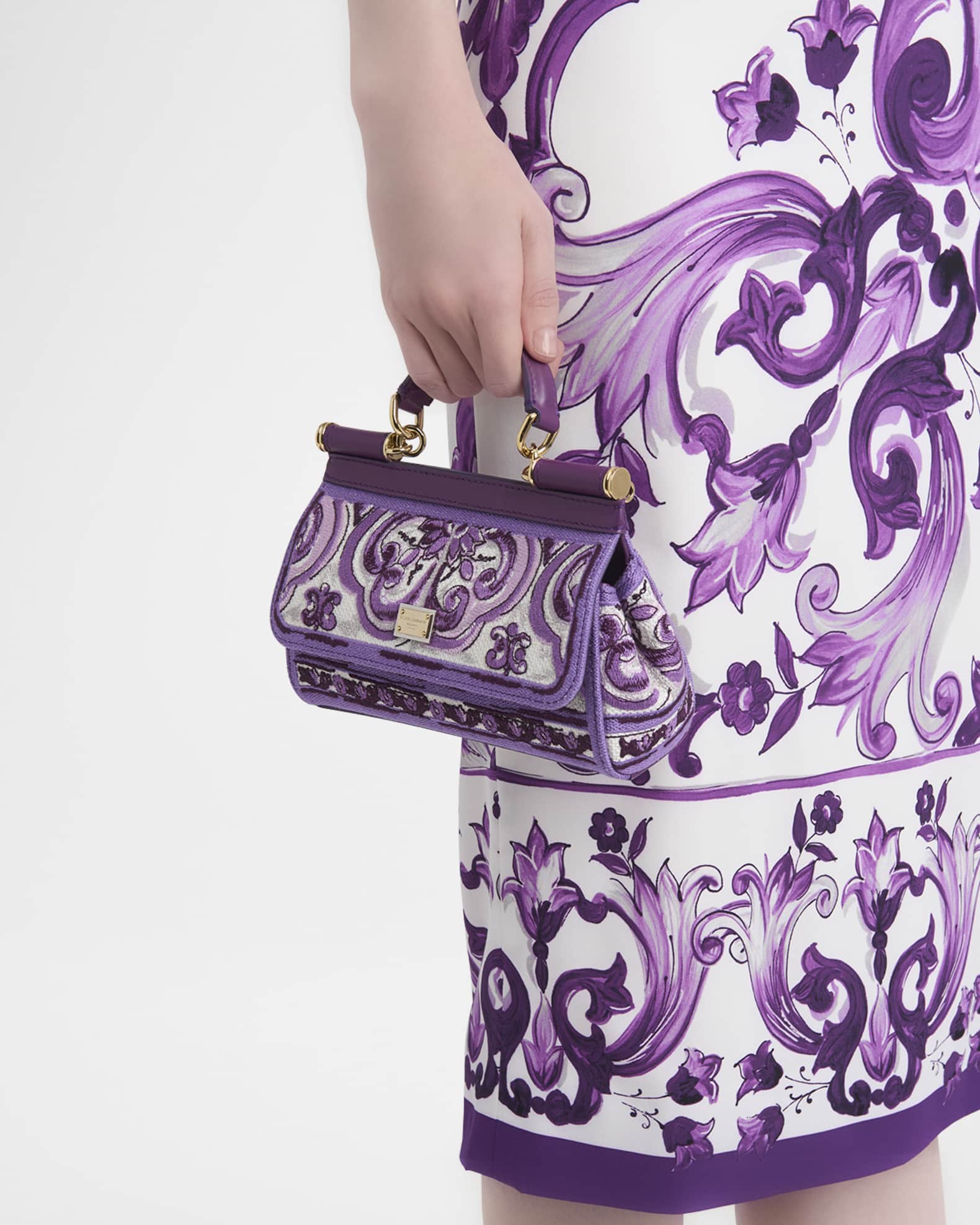 Small Sicily Majolica-Print Top-Handle Bag 1