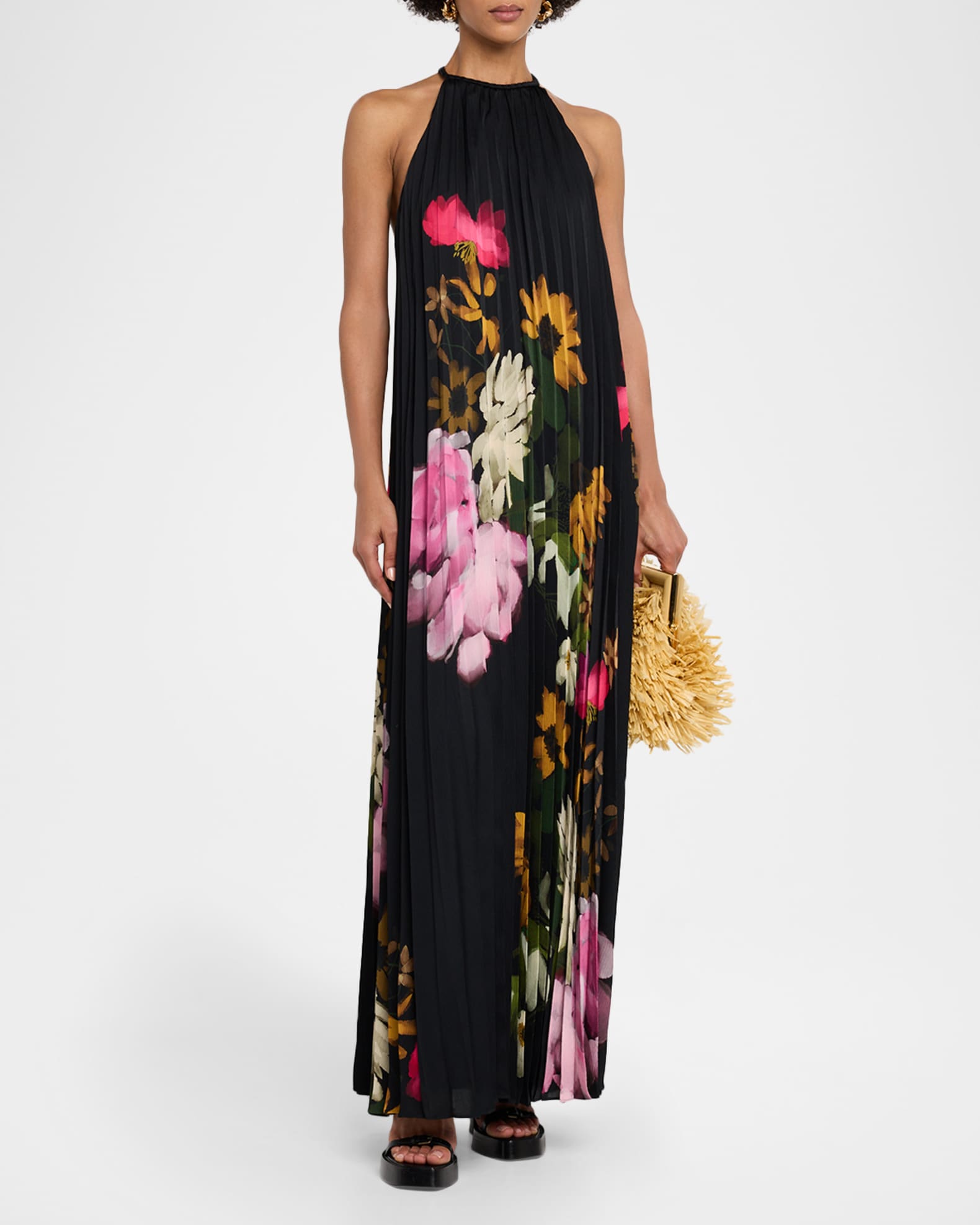 Leona Floral Satin Open-Back Maxi Dress 1