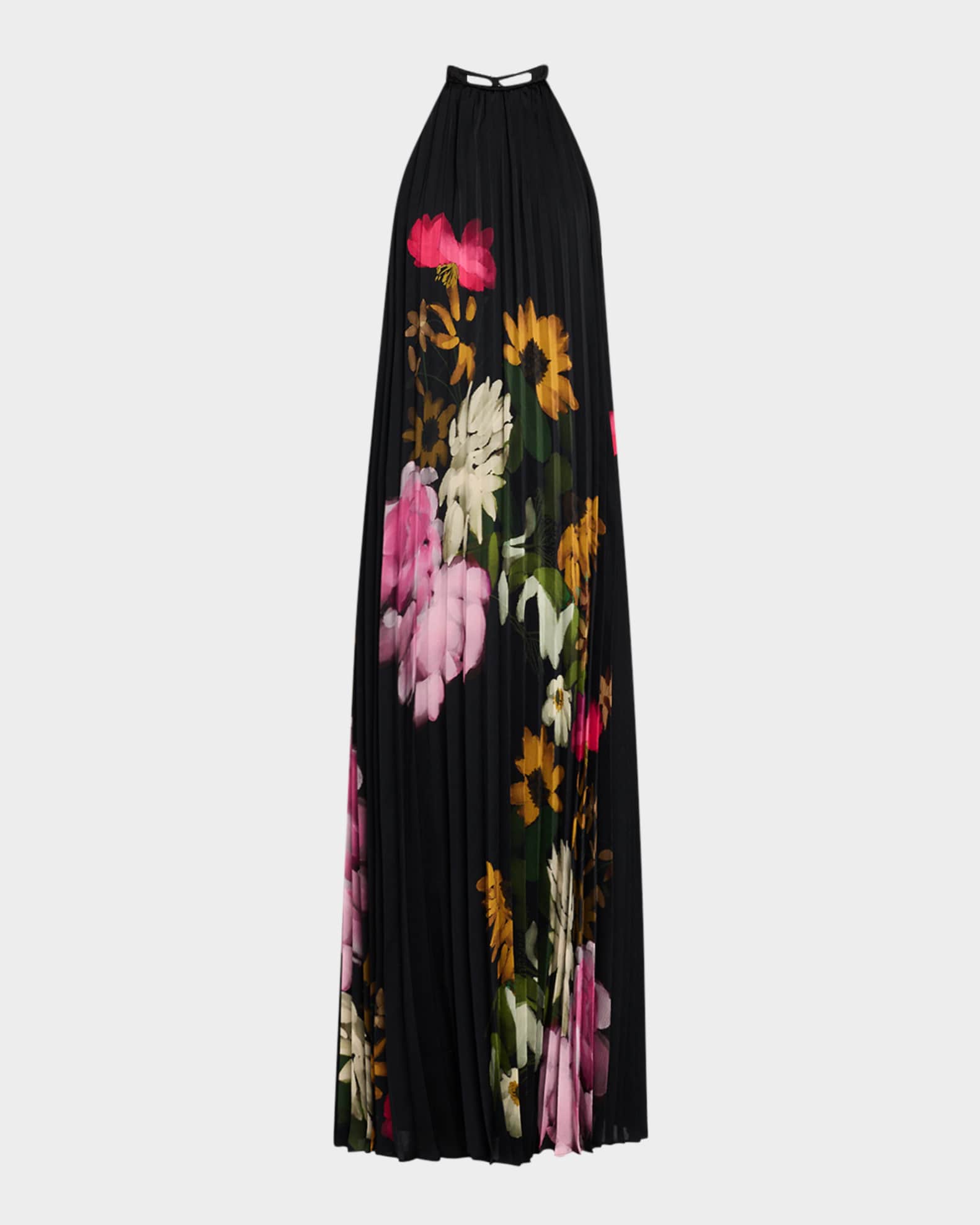 Leona Floral Satin Open-Back Maxi Dress 0