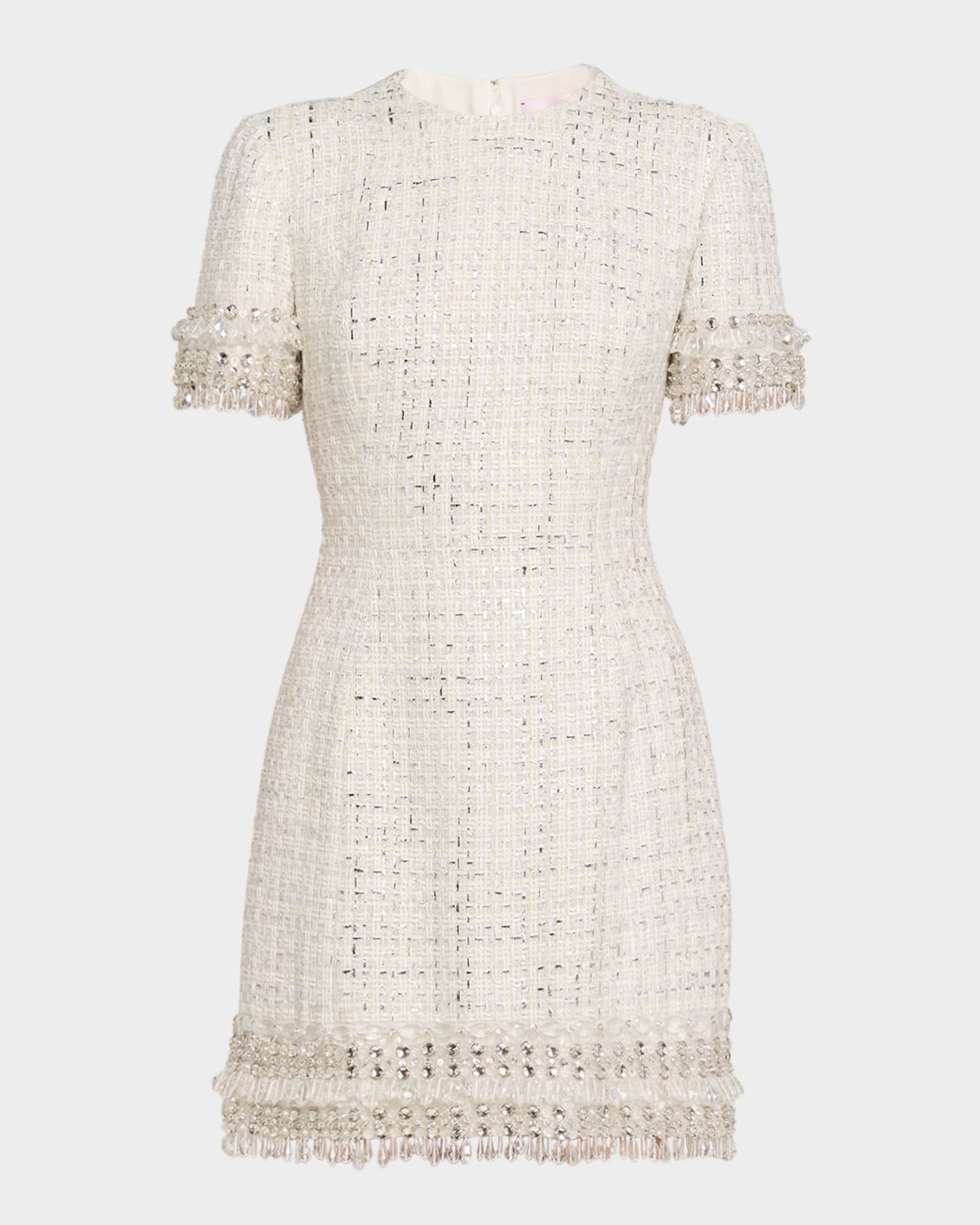 Carolina Herrera Embellished Tweed Mock-Neck Mini Dress | Neiman