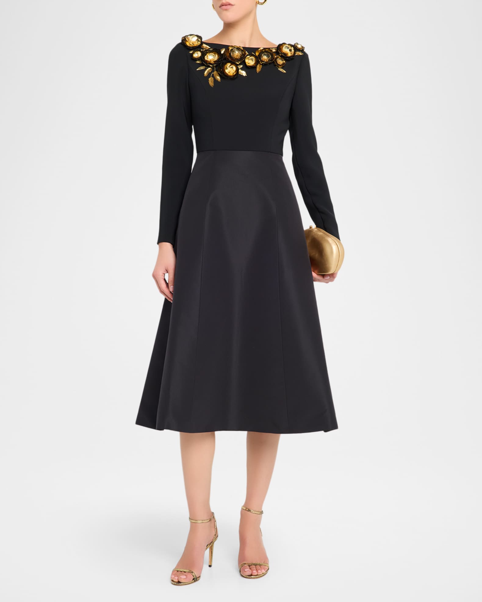 comfy midi dress Anika Long Sleeve Bodycon Midi Dress • American Threads Young Women's Fashion Black / M