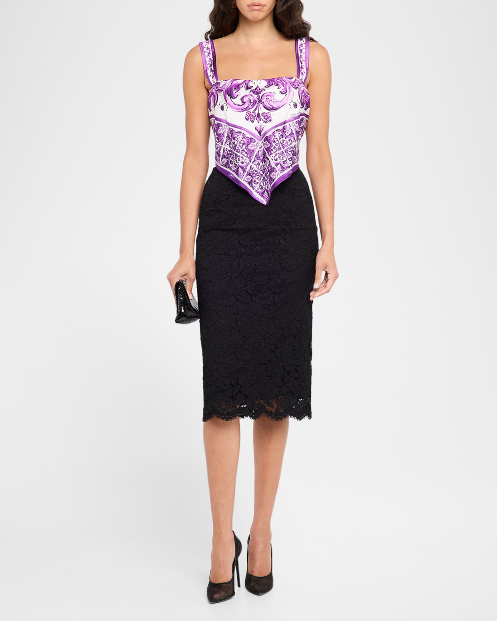 Majolica Silk Twill Crop Scarf Top 1