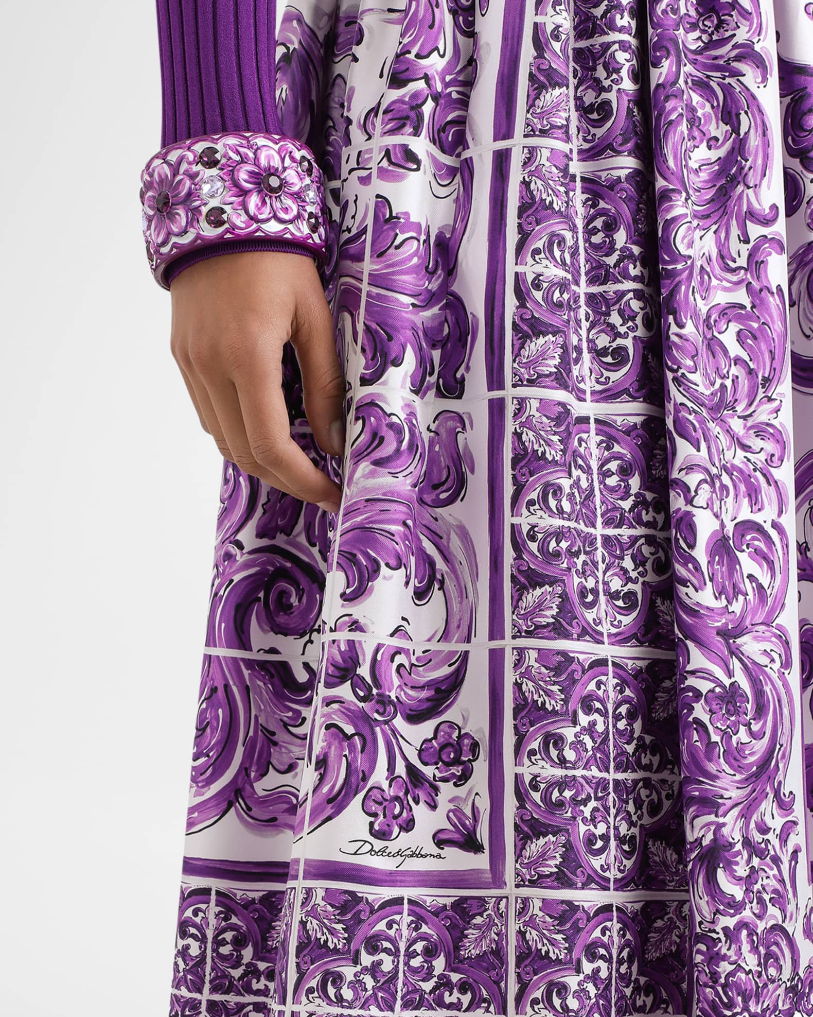 Dolce&Gabbana Majolica Silk Twill Skirt | Neiman Marcus