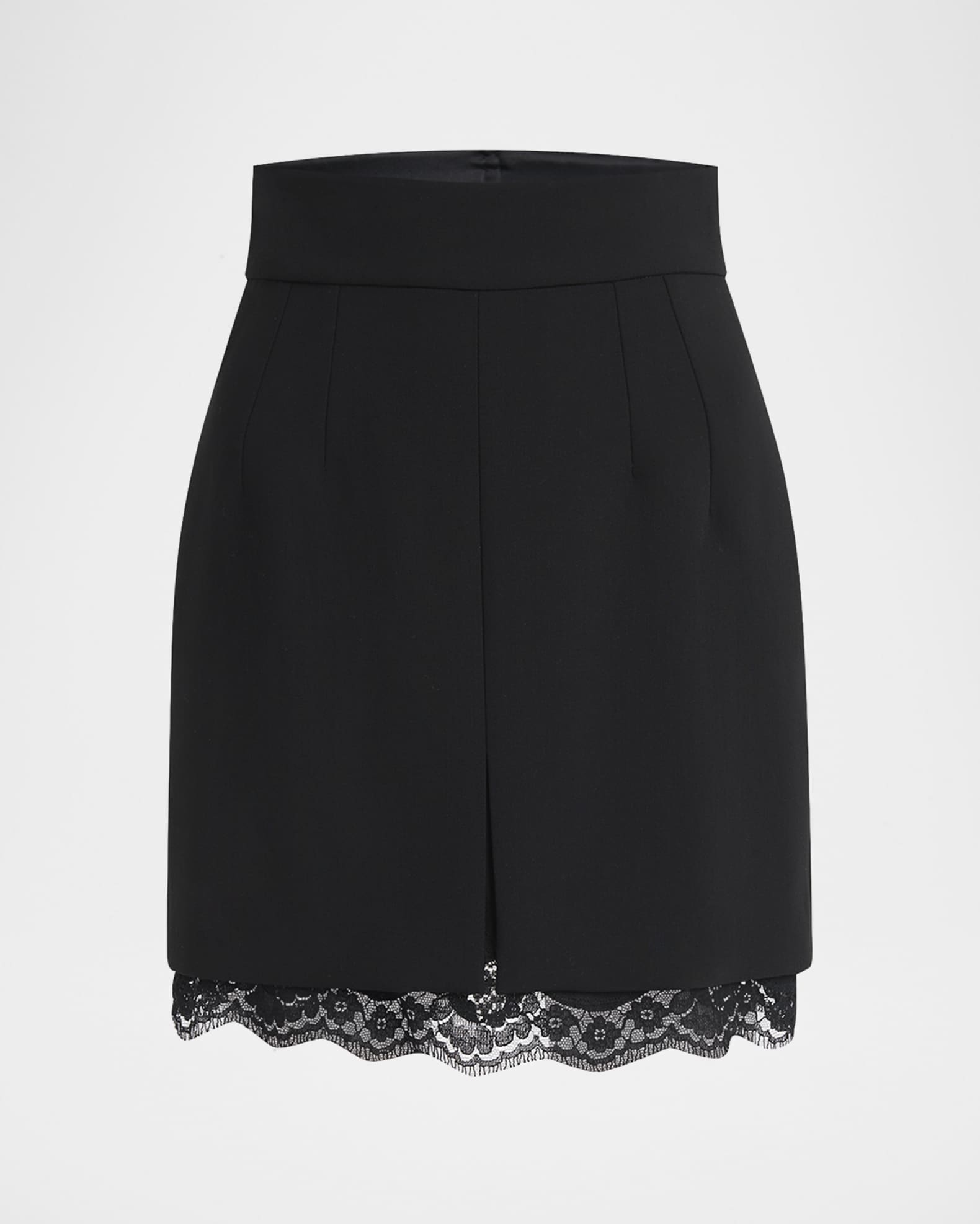 Lana Double Crepe Lace-Trim Mini Skirt 0