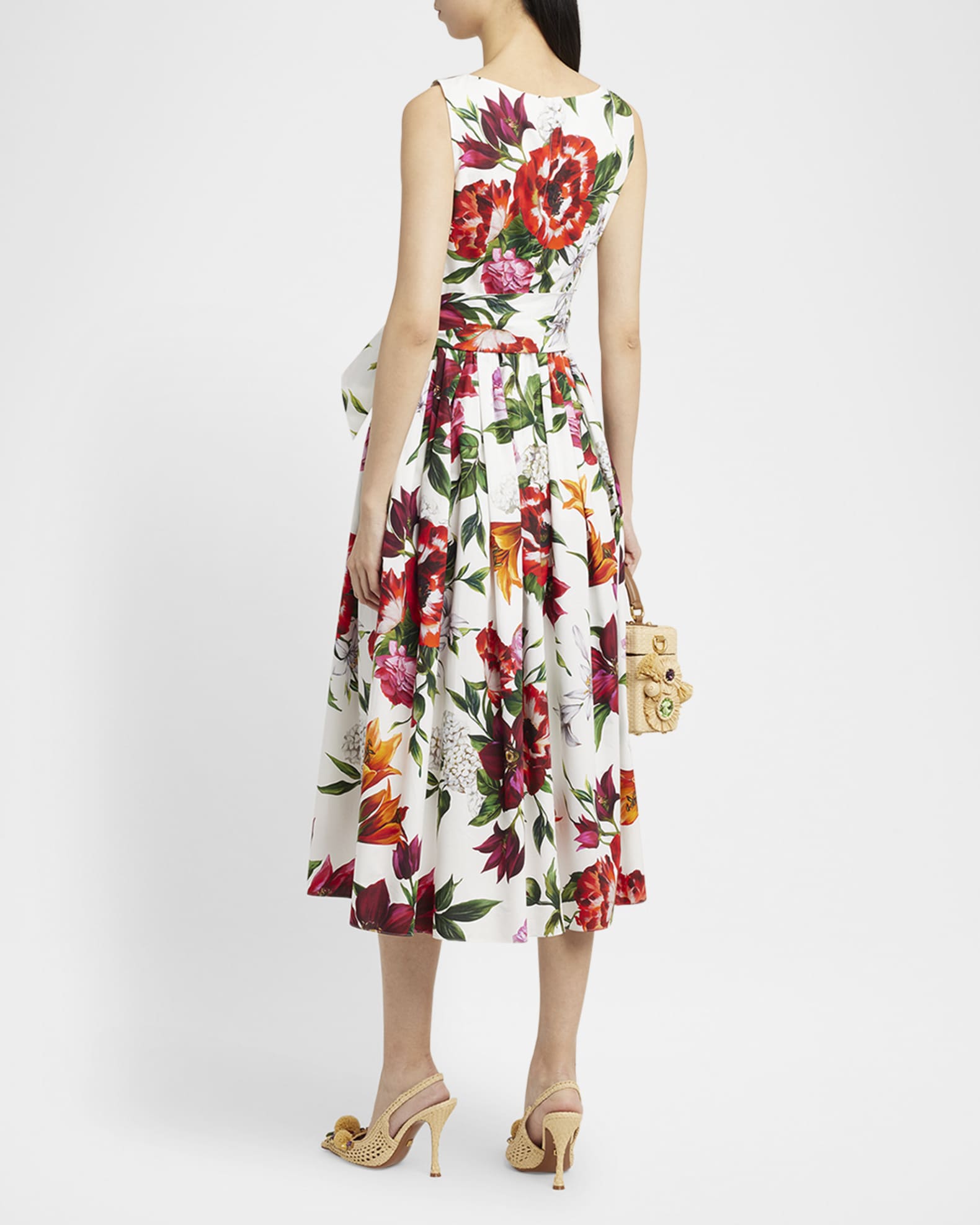 open lace back dress Floral Ruffle Pleated Midi Dress main image 1