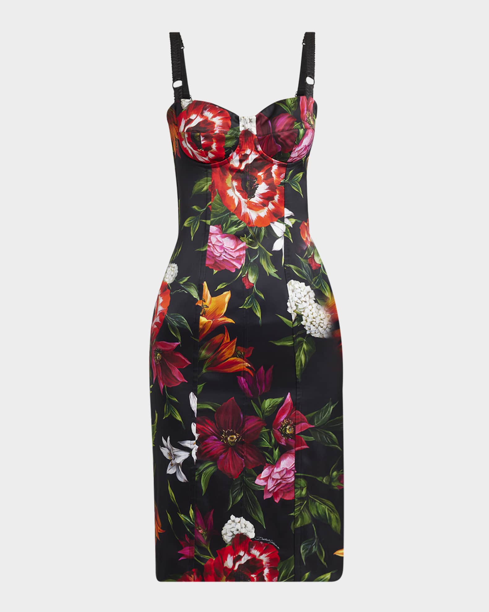 Anemone Floral Satin Bustier Dress 0