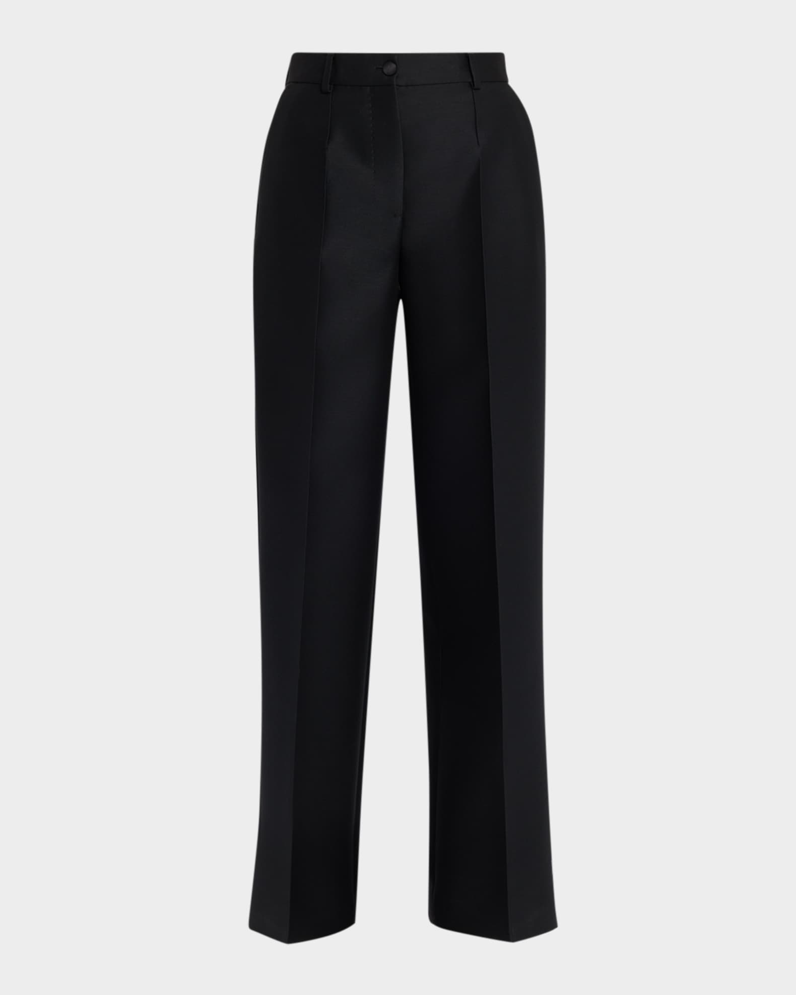 Faille Heavy Wool-Blend Pintuck Trousers 0