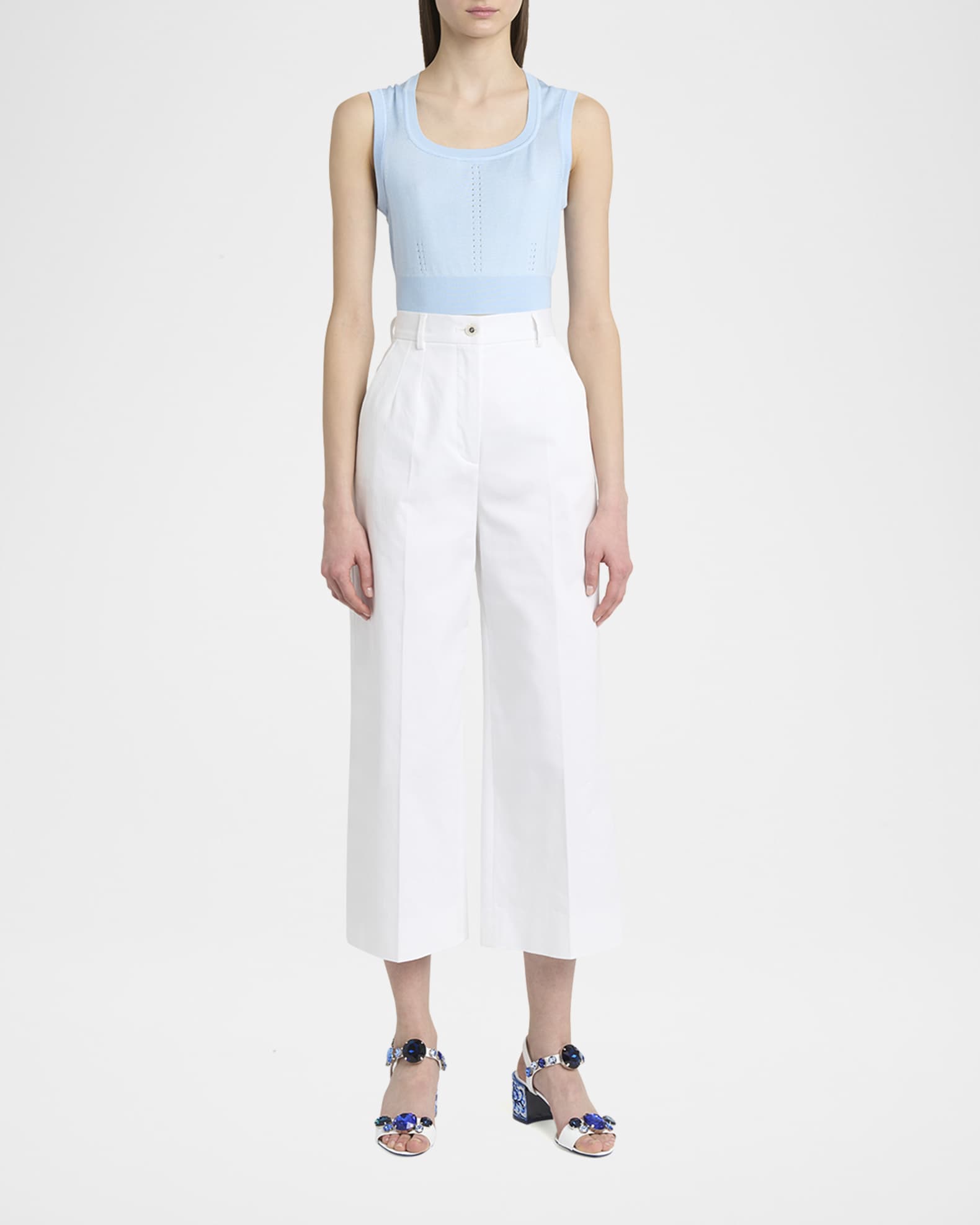 High-Rise Cotton Gabardine Wide-Leg Crop Pants 1
