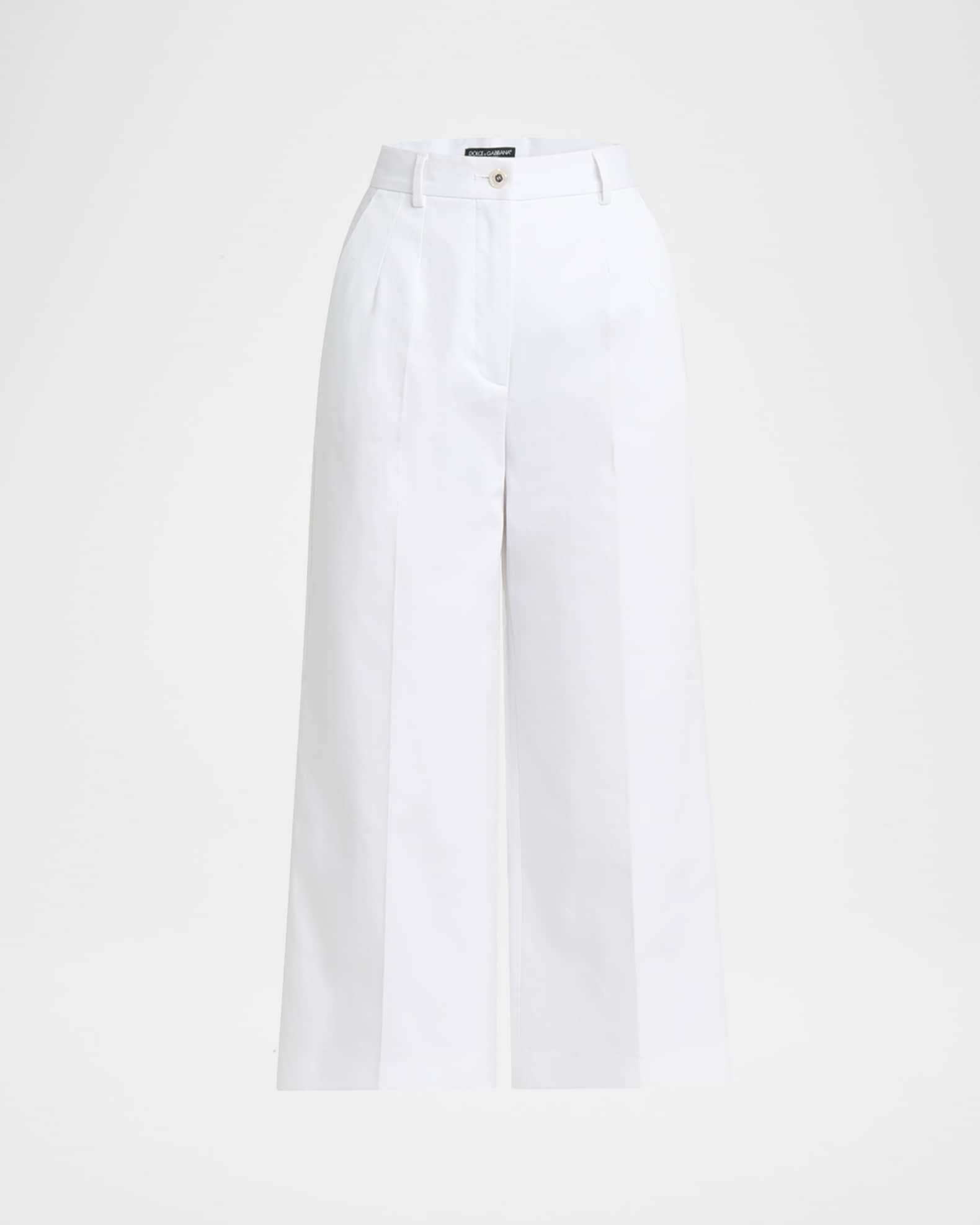 High-Rise Cotton Gabardine Wide-Leg Crop Pants 0