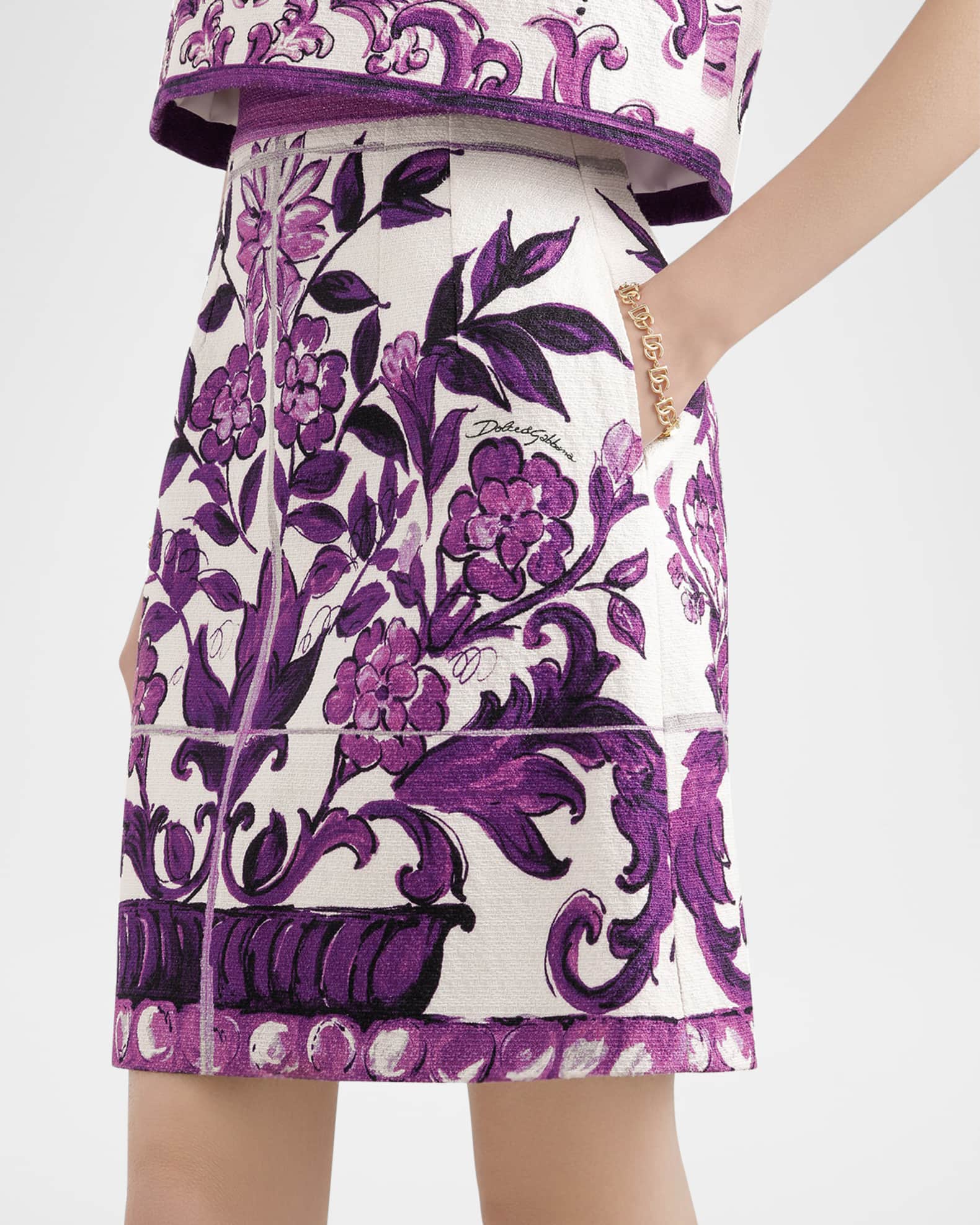Dolce&Gabbana Majolica-Print Mini Skirt | Neiman Marcus