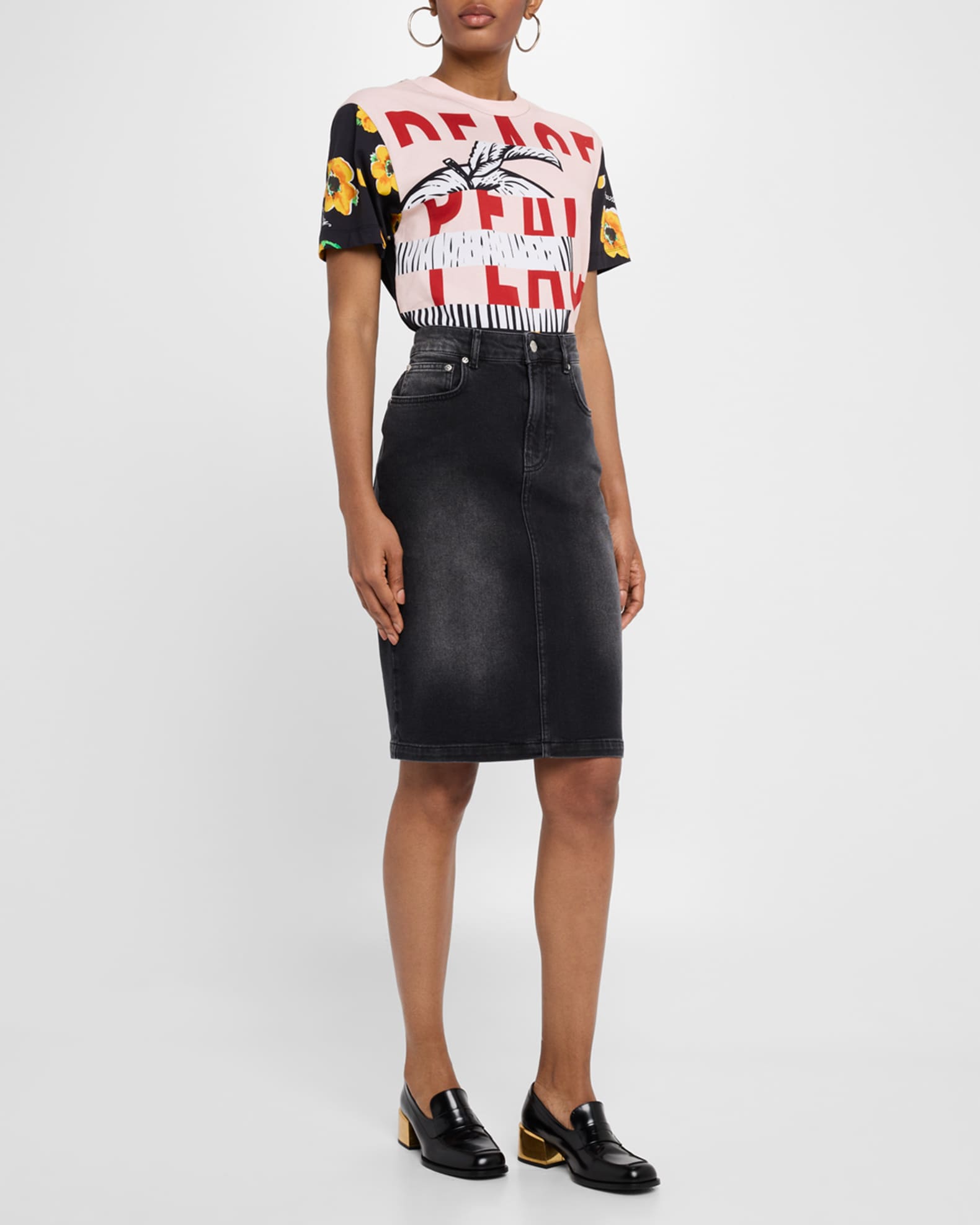 Moschino Jeans Knee-Length Denim Skirt | Neiman Marcus