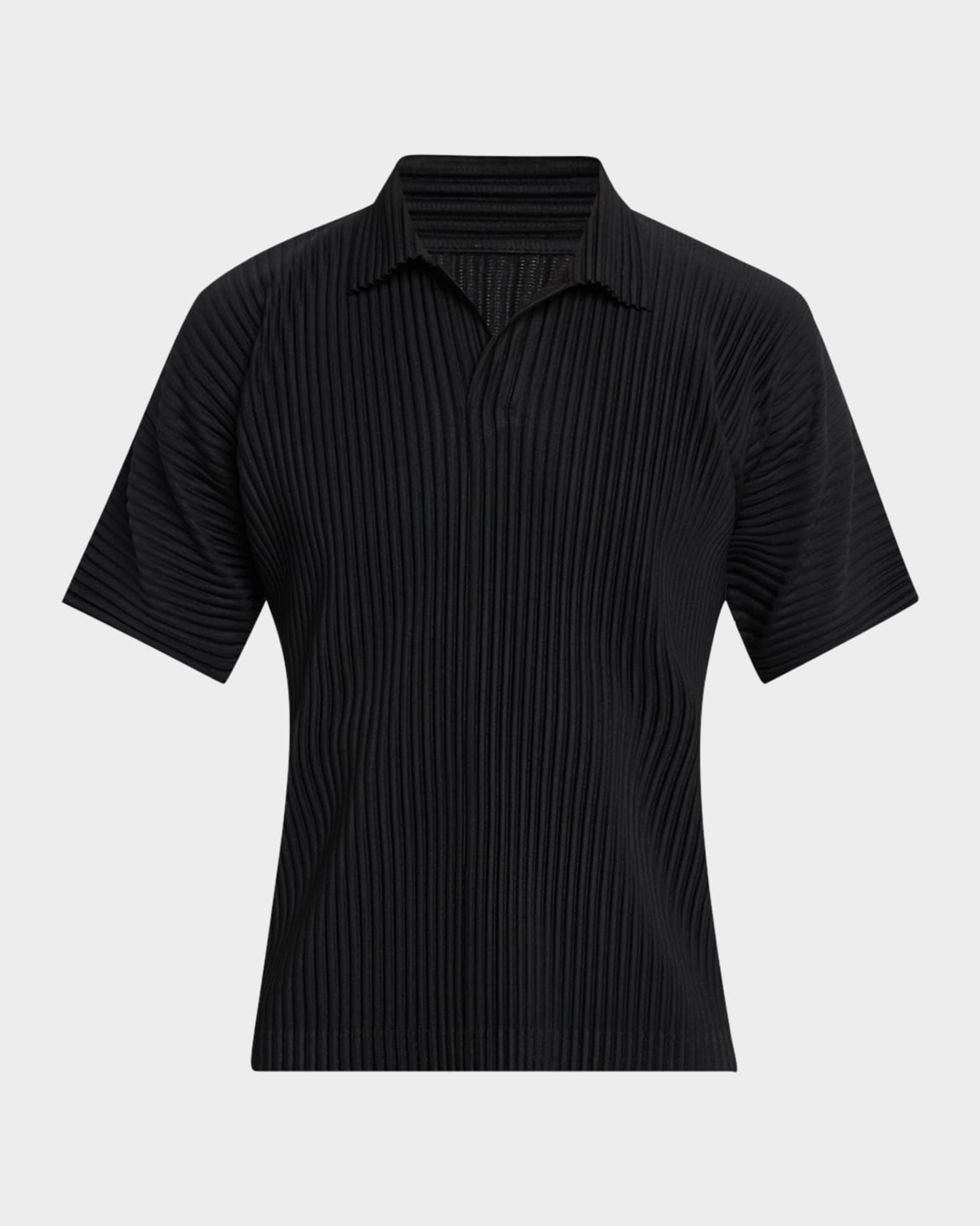 福袋 公式 Homme Plisse Issey Miyake Men's Pleated Johnny Collar Polo トップス