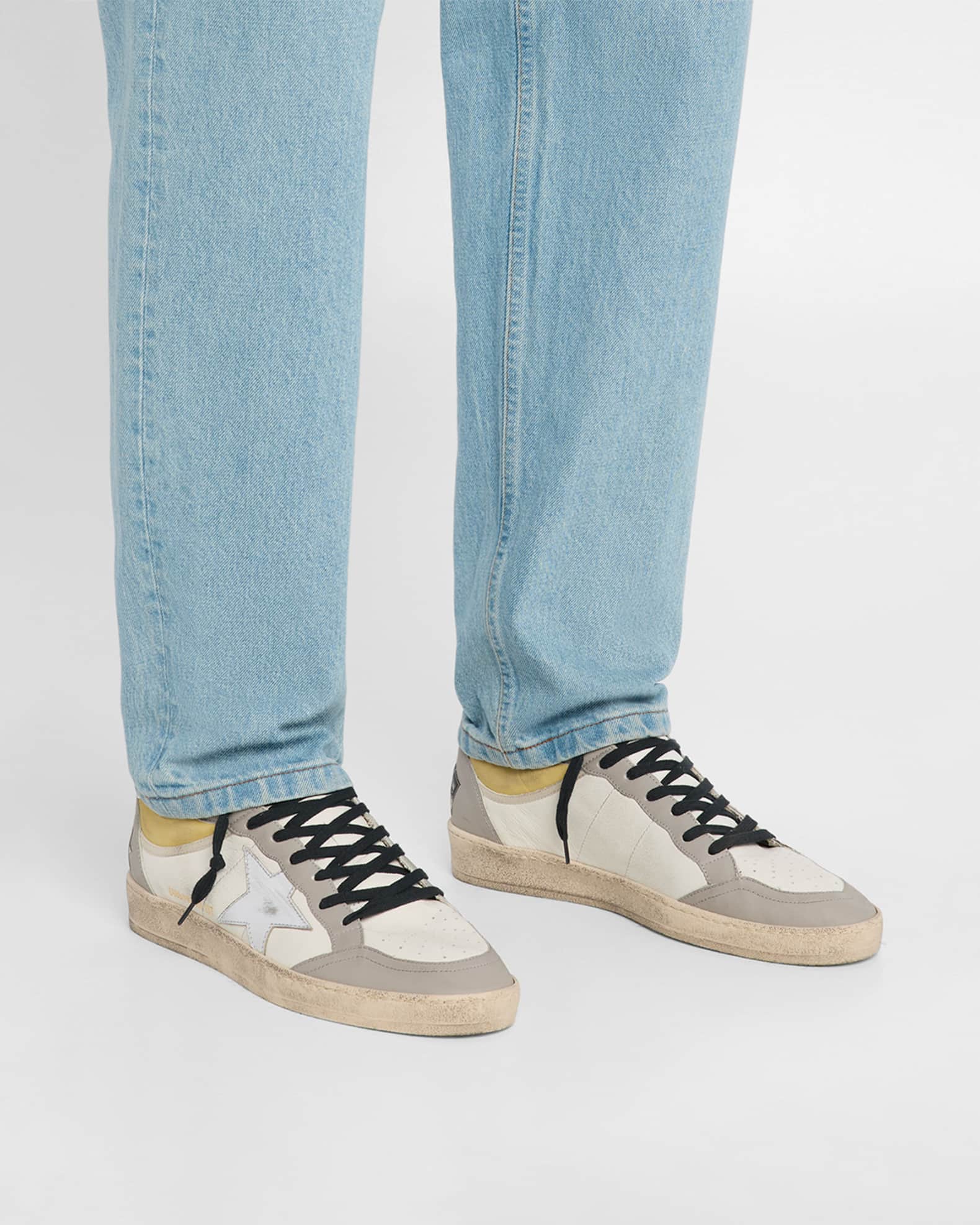 Men's Ballstar Metallic Leather Low-Top Sneakers, Exclusive 1