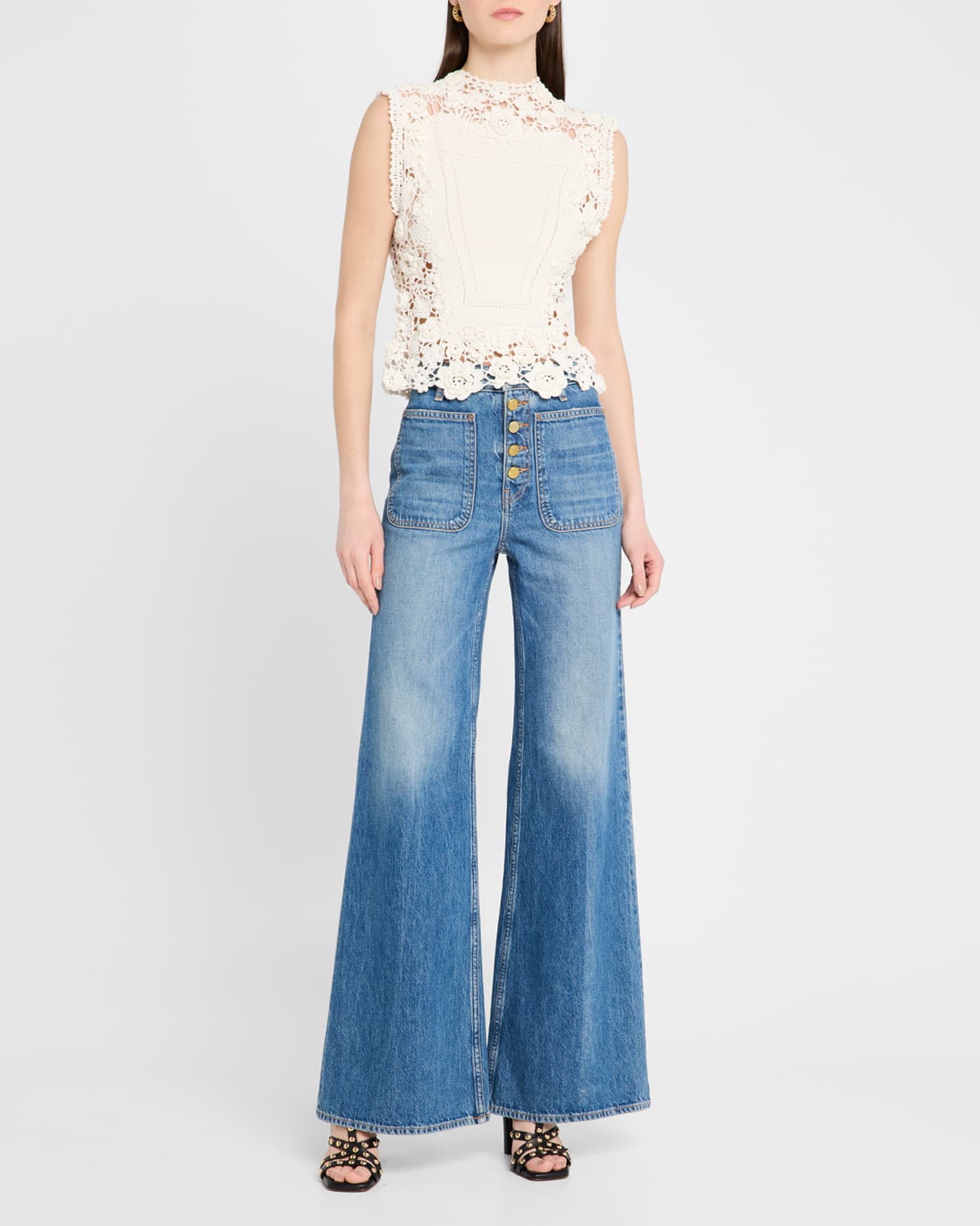 Gigi High-Neck Crochet Knit Top 1