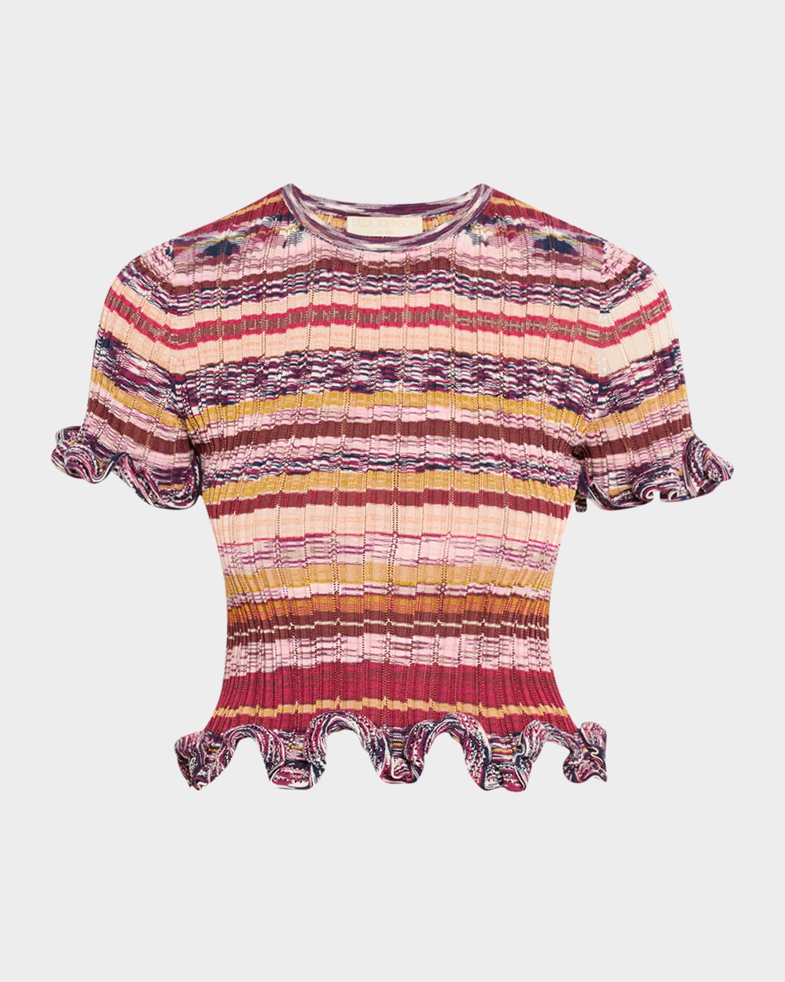 Miya Short-Sleeve Knit Ruffle Top 0
