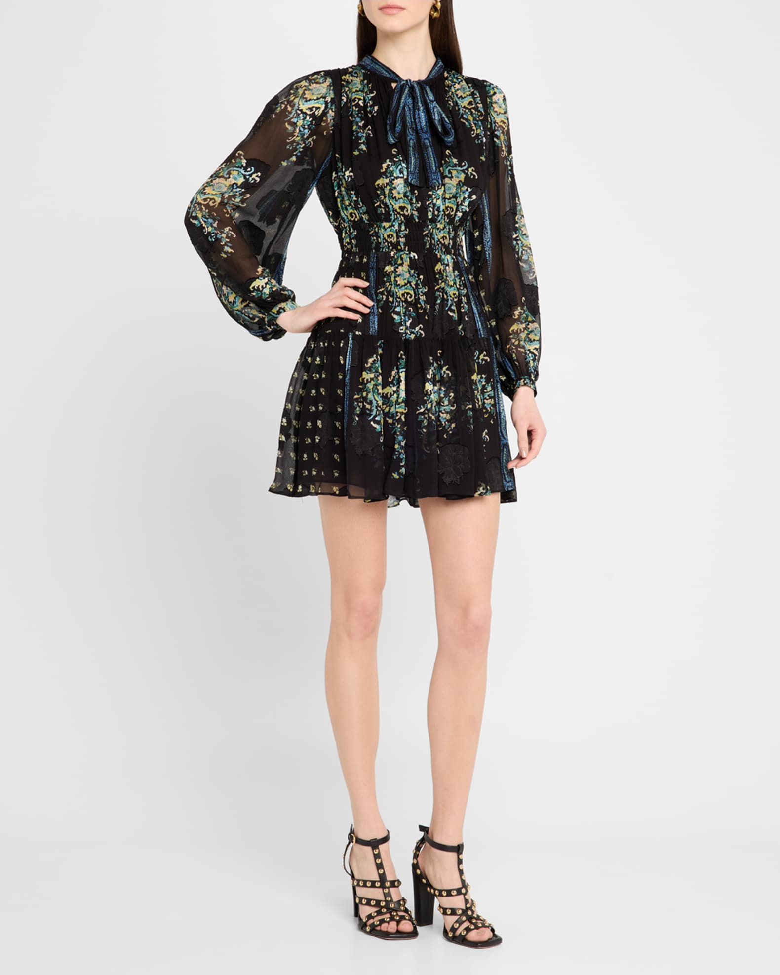 Maris Necktie Long-Sleeve Mini Dress 1