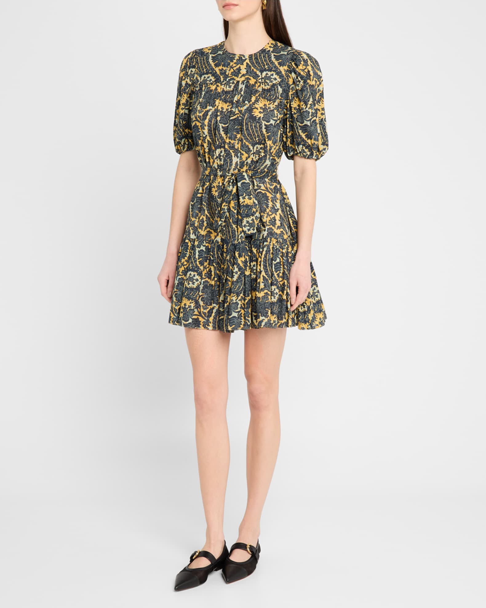 Ulla Johnson Rosalie Short-Sleeve Mini Dress | Neiman Marcus
