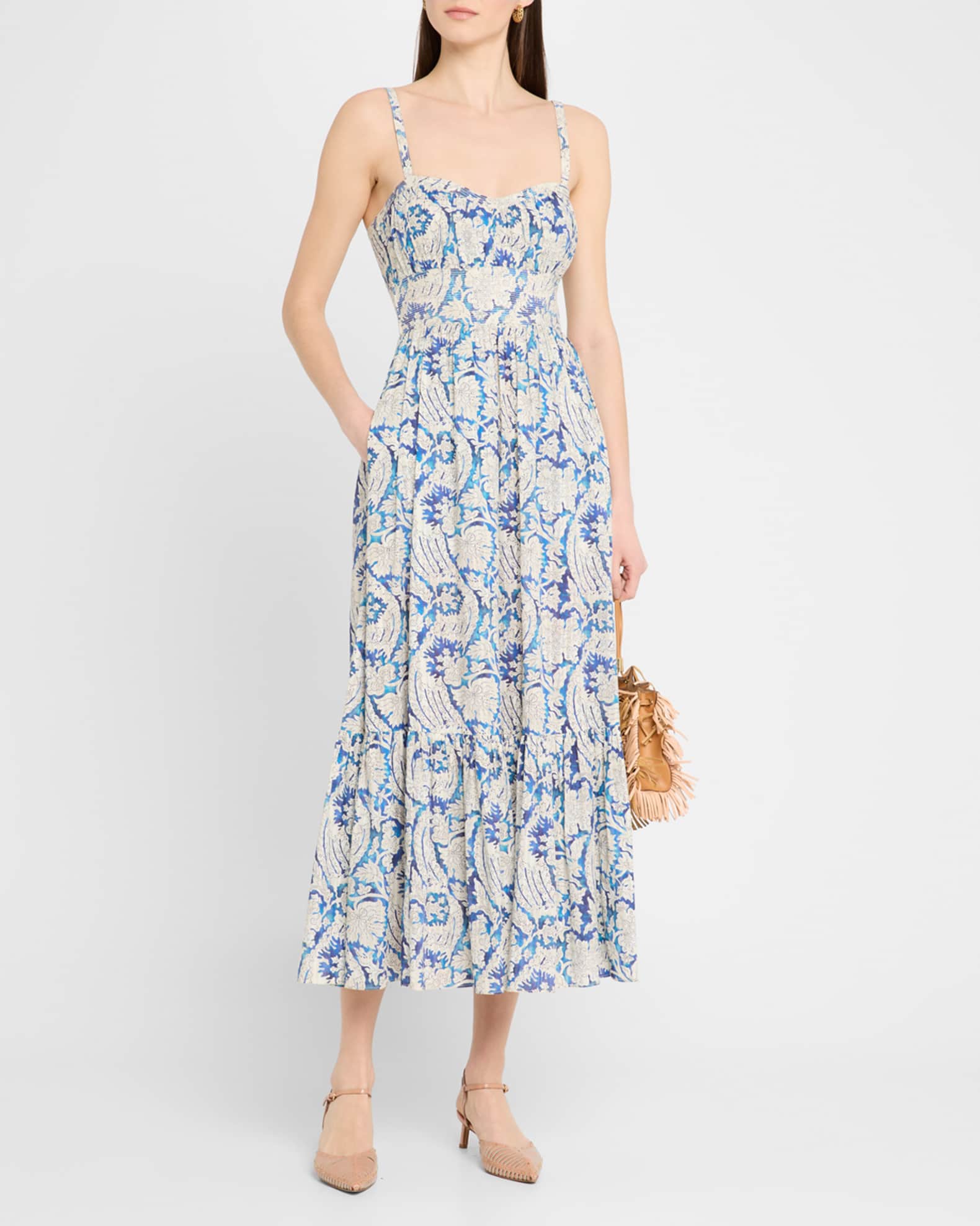 Ulla Johnson Nadine Sweetheart Cami Midi Dress | Neiman Marcus