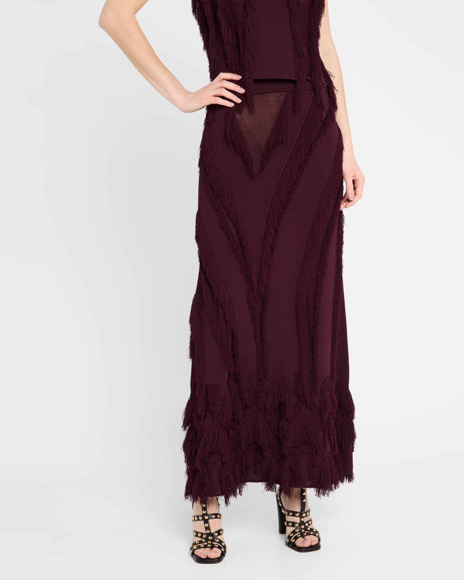 Ulla Johnson Astrid Macrame Fringe Knit Maxi Skirt | Neiman